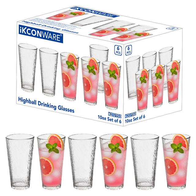 6-Piece Hammered Highball Glass Set