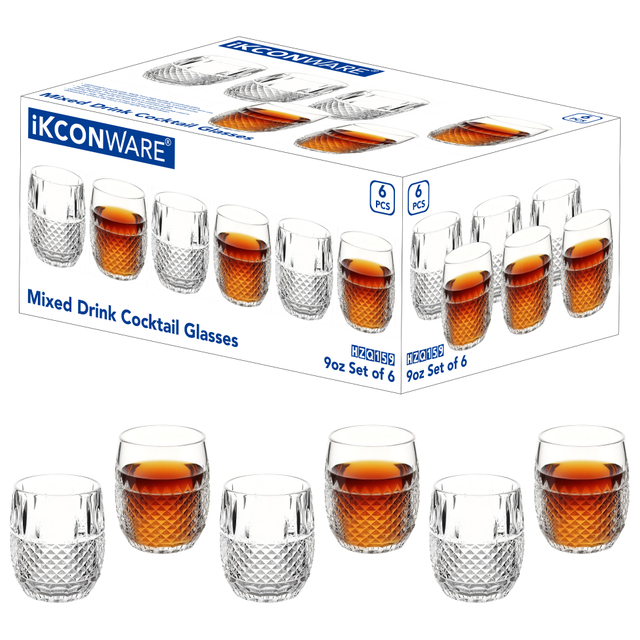 6-Piece Diamond-Textured Whiskey Glass Set