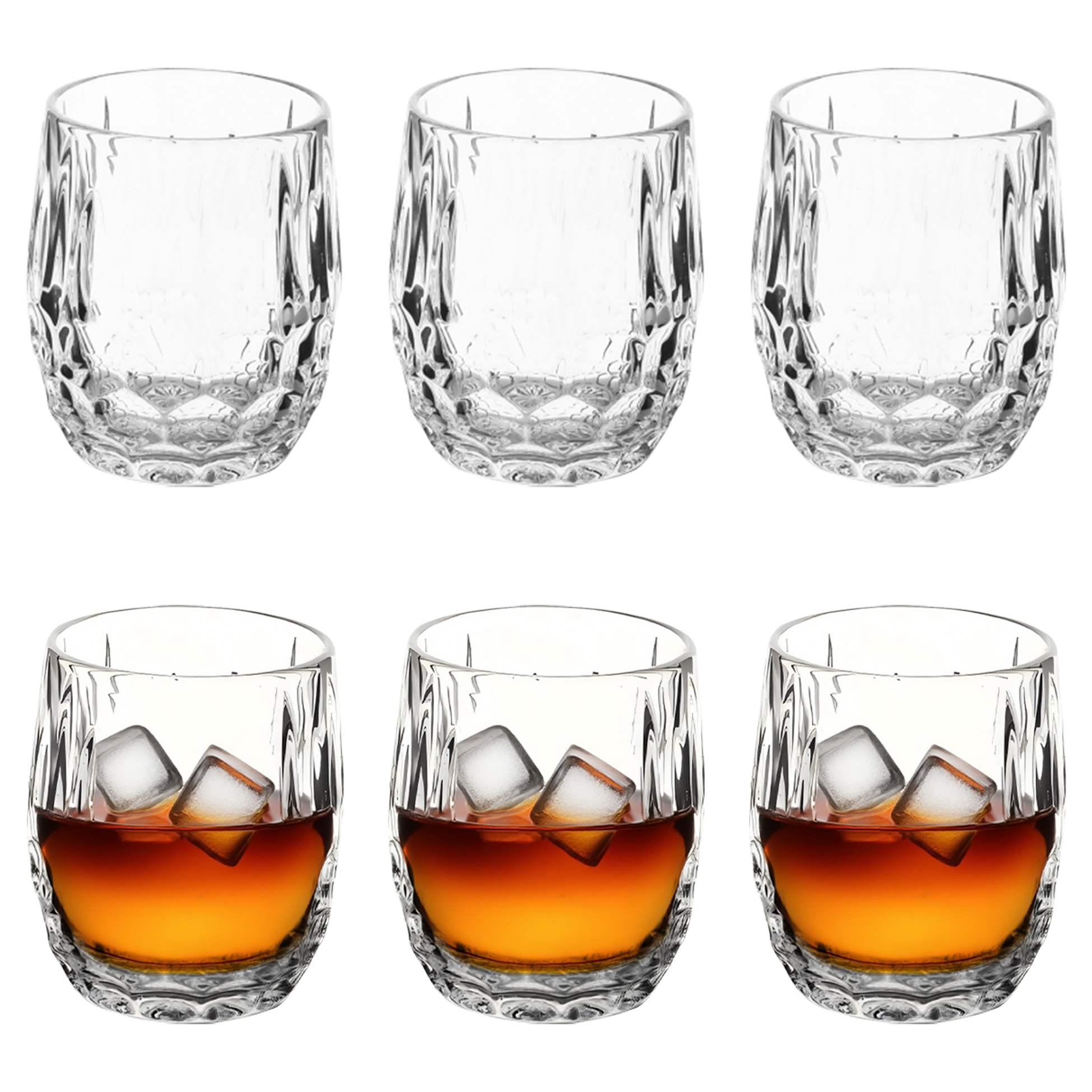 6-Piece Faceted Whiskey Glass Set