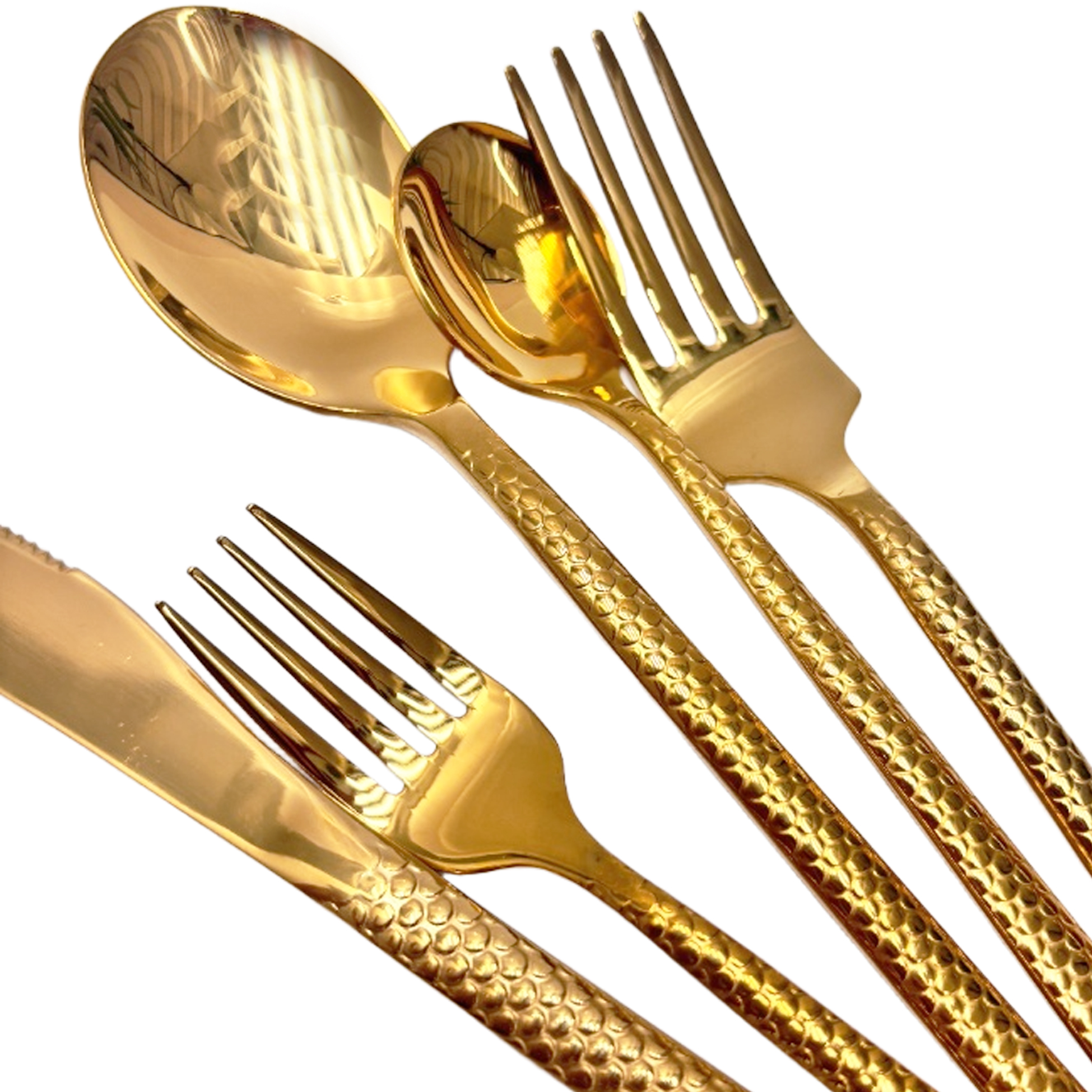 20-Piece Gold-Plated Braided Handle Cutlery Set