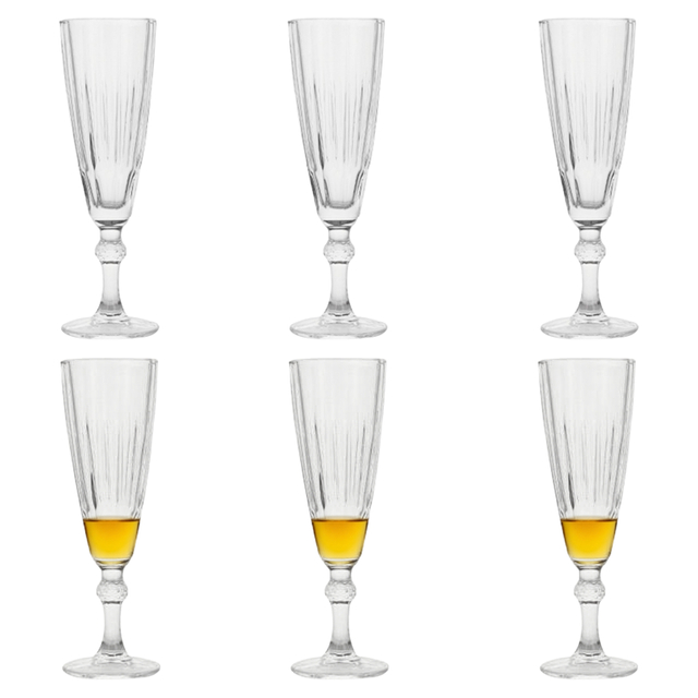 6-Piece Ribbed Champagne Flute Set