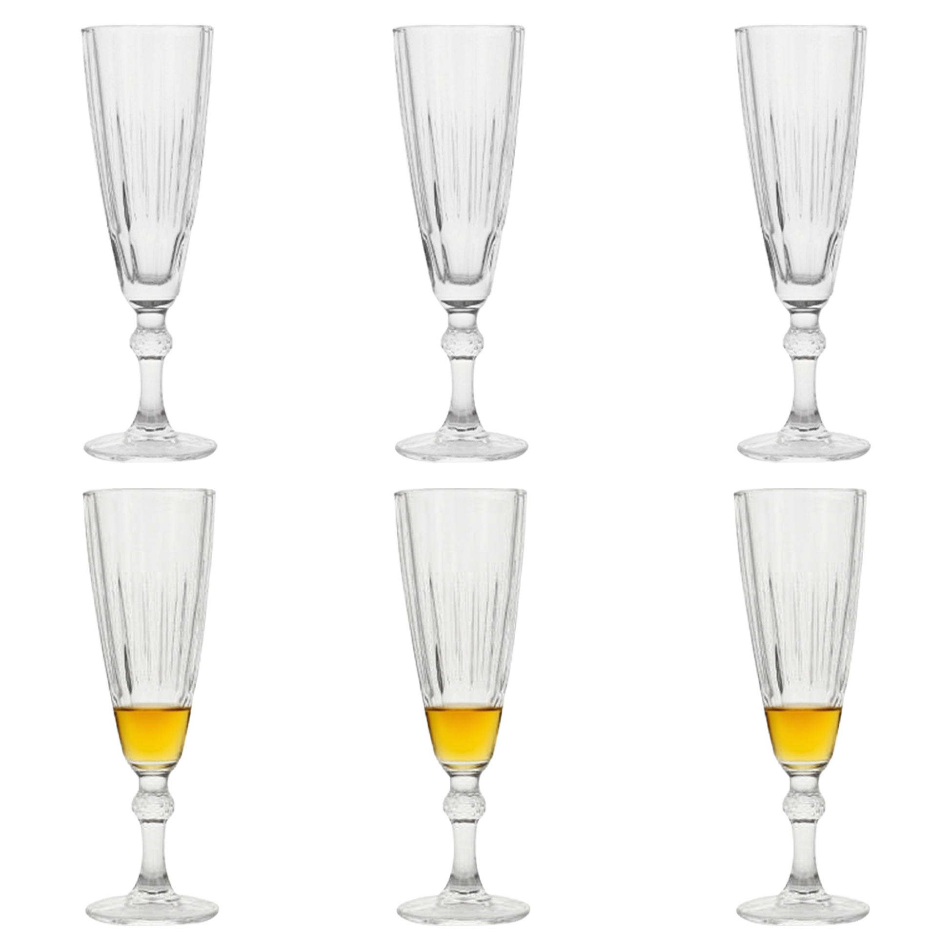 6-Piece Ribbed Champagne Flute Set