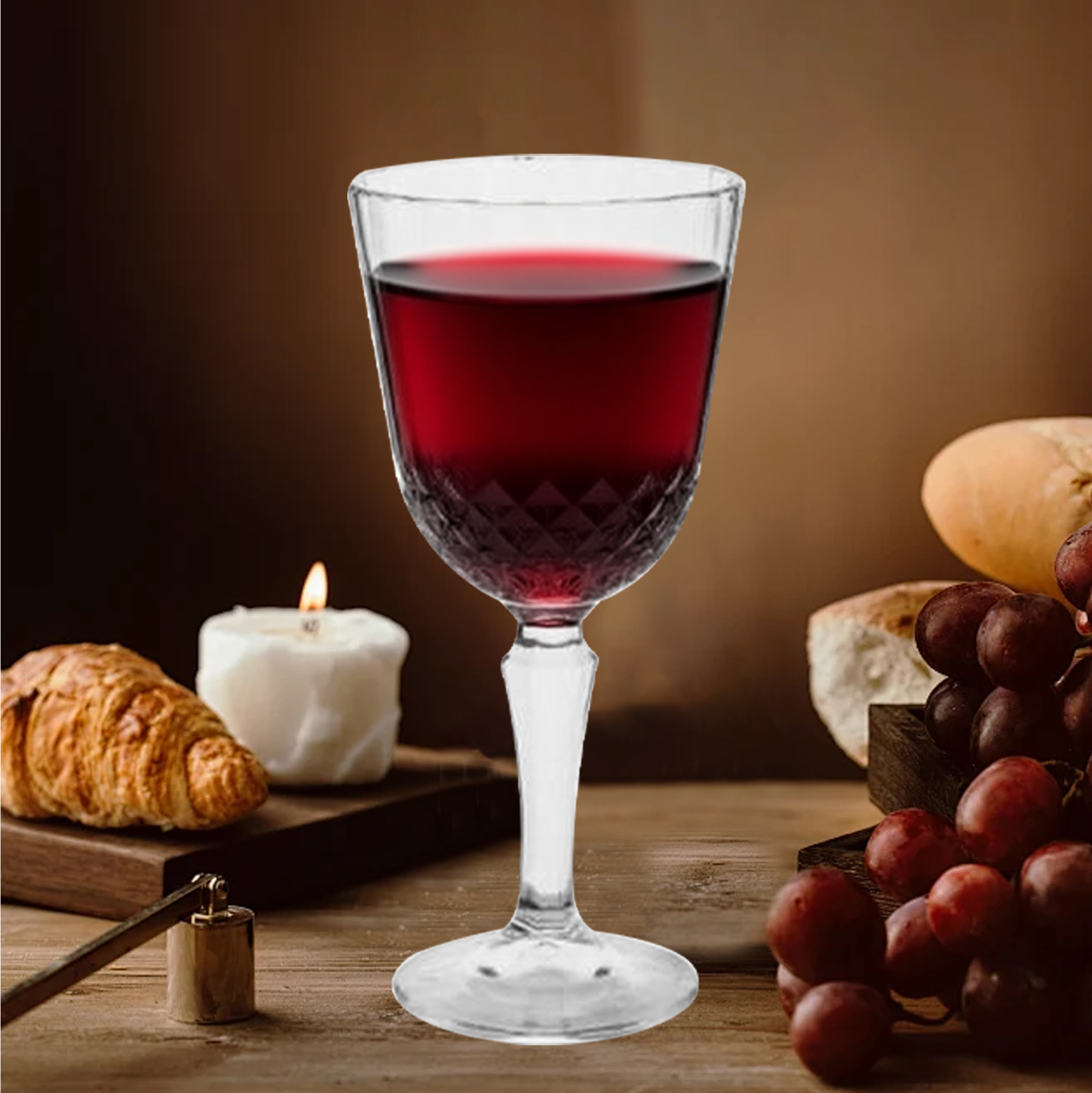 6-Piece Crystal-Cut Wine Glass Set