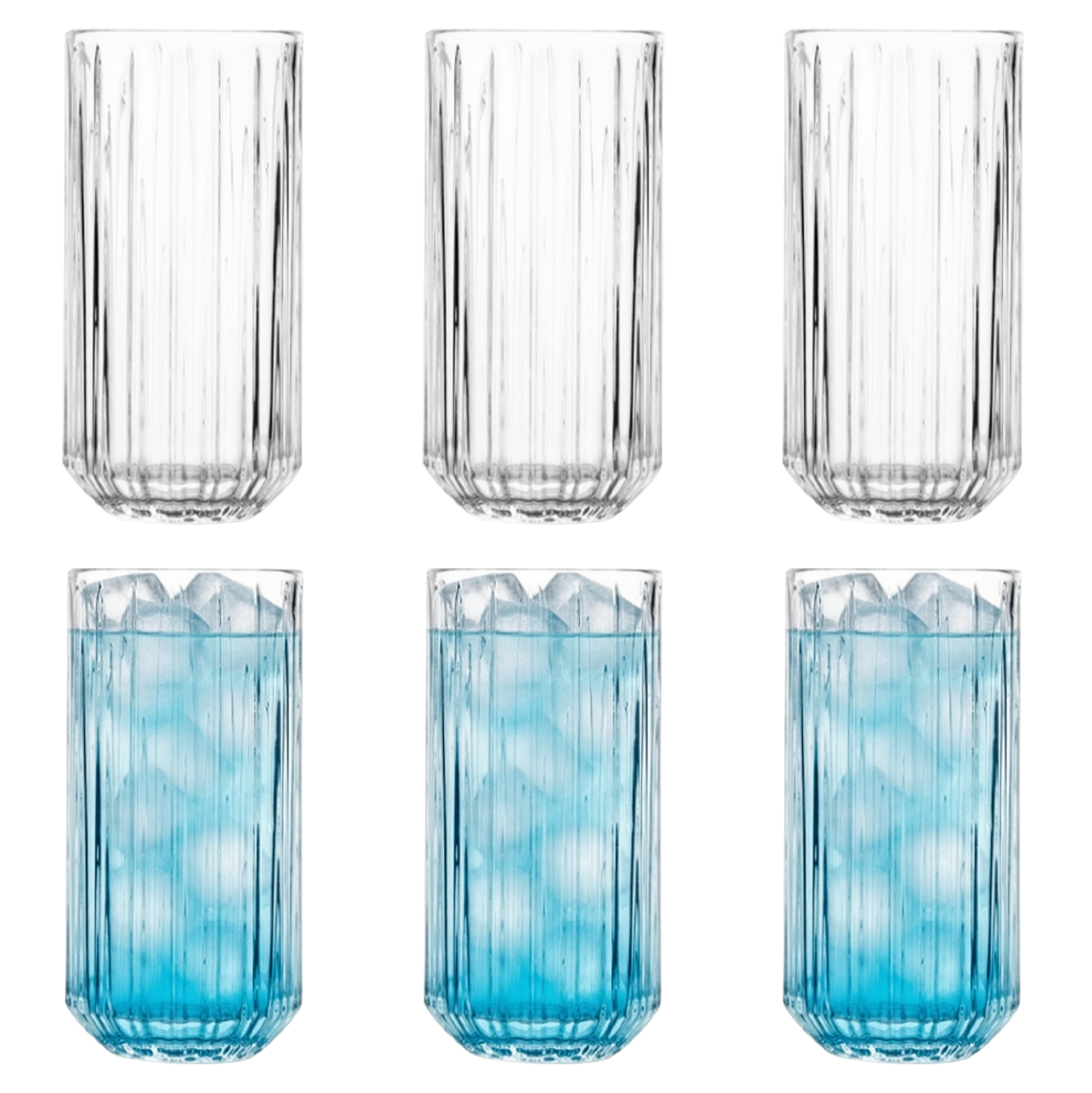 6-Piece Ribbed Highball Glass Set