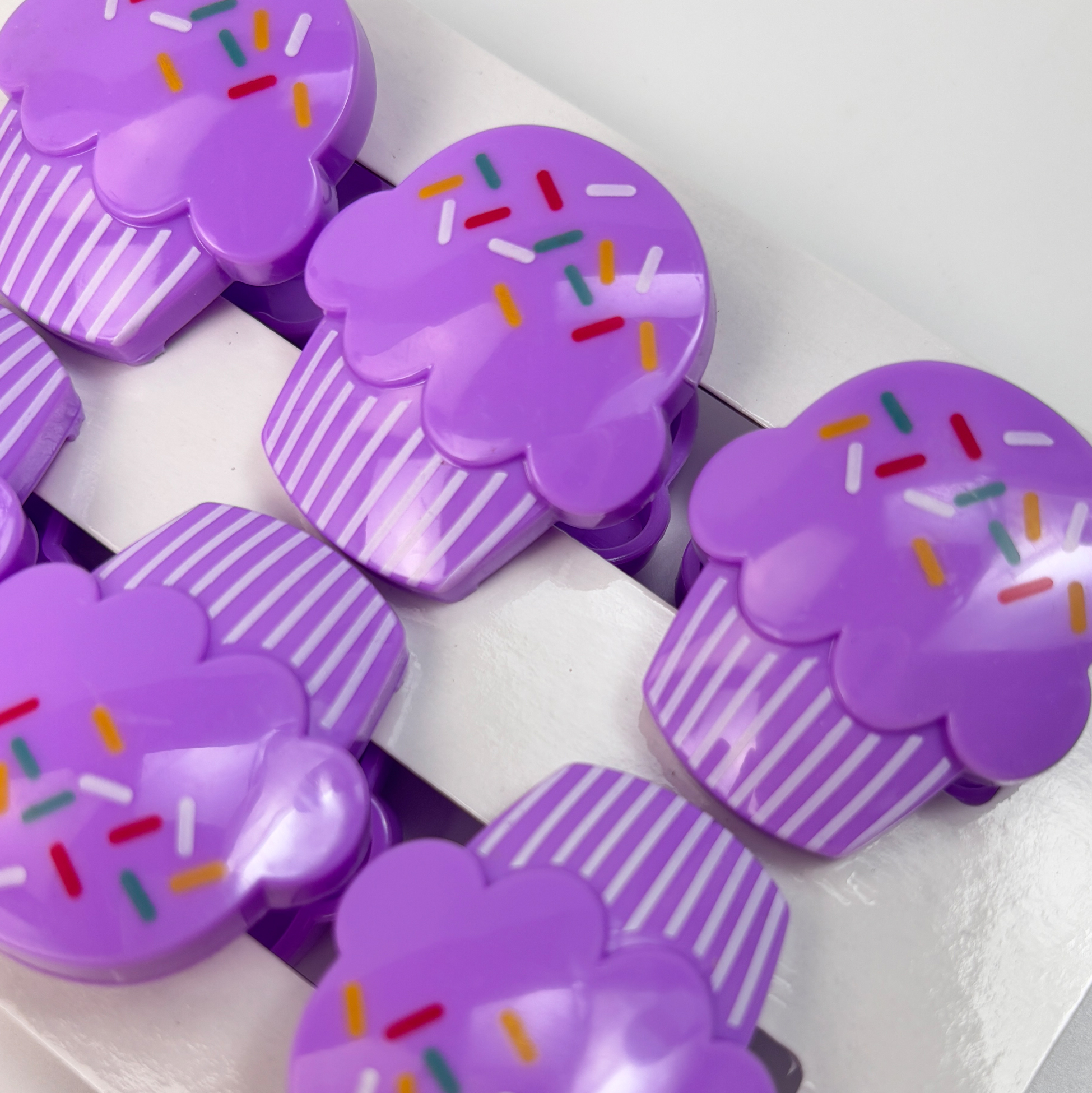 Purple Cupcake-Shaped Plastic Clip Set of 6