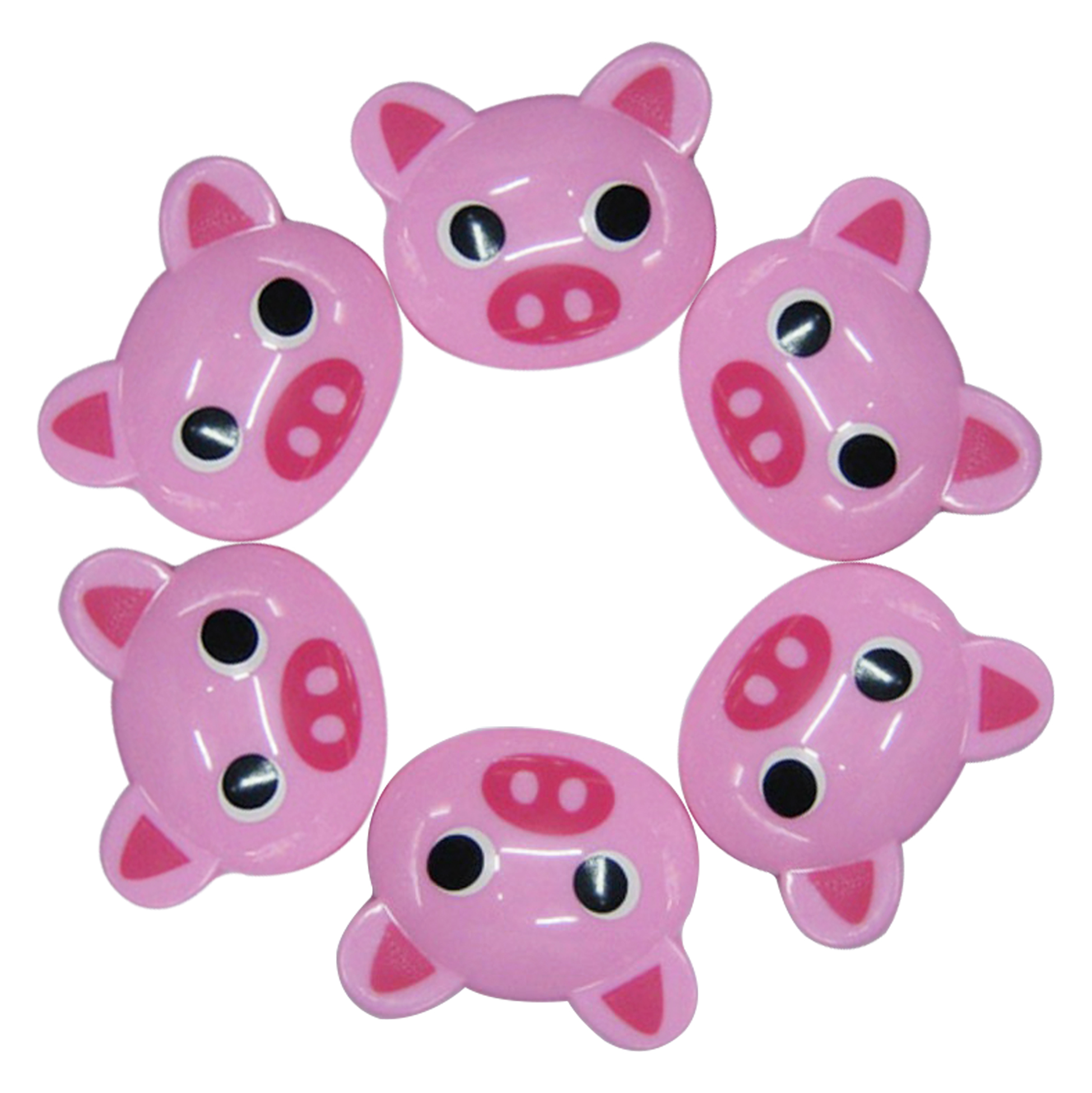 Pink Pig-shaped Plastic Clip Set of 6