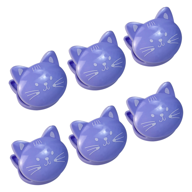Purple Cat-Shaped Plastic Clip Set of 6