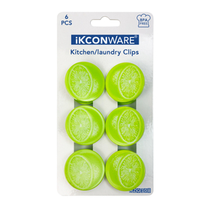 Lime-Slice Plastic Clip Set of 6