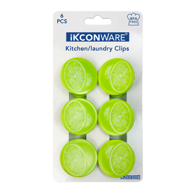 Lime-Slice Plastic Clip Set of 6