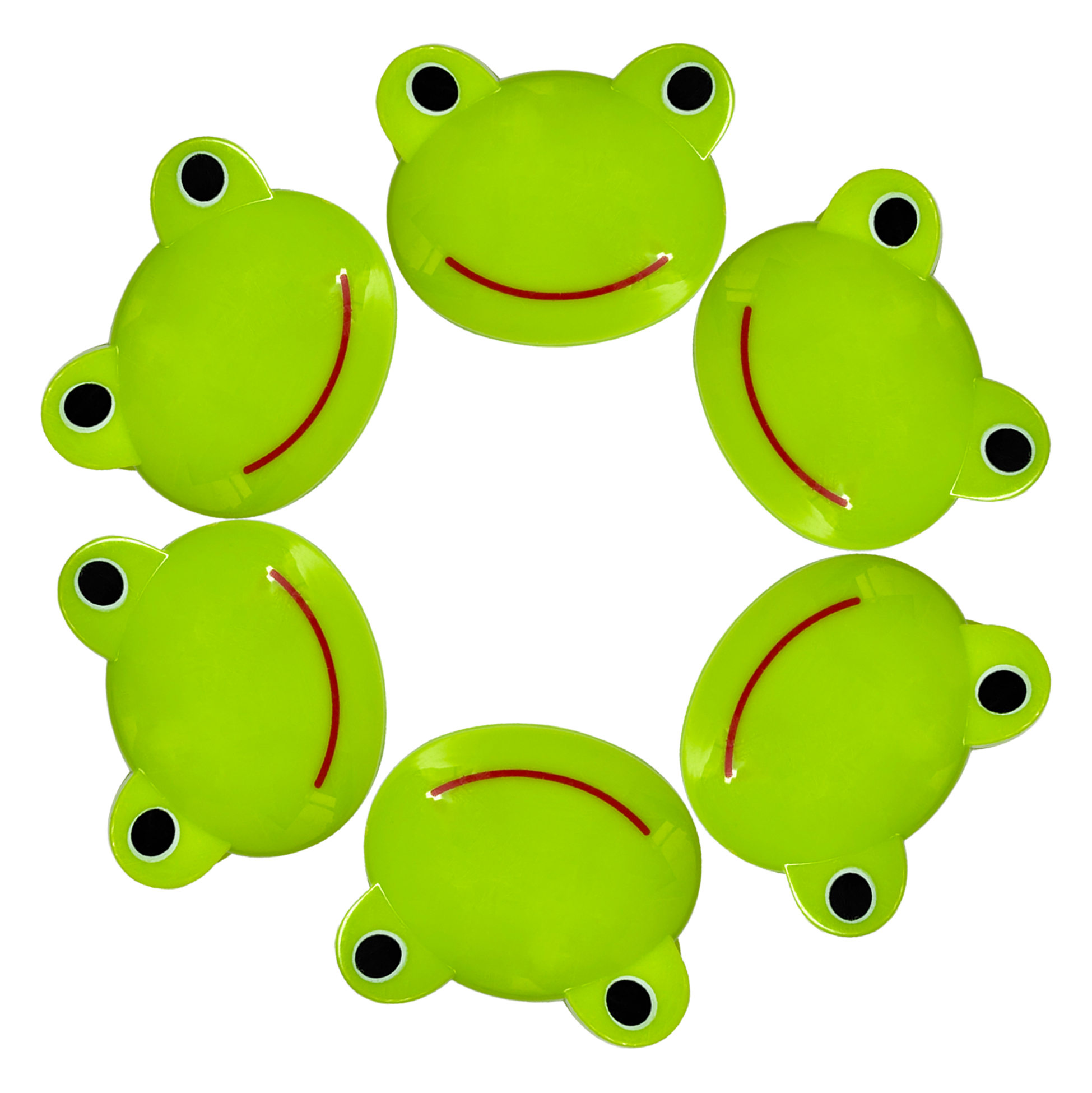 Green Frog-Shaped Plastic Clip Set of 6