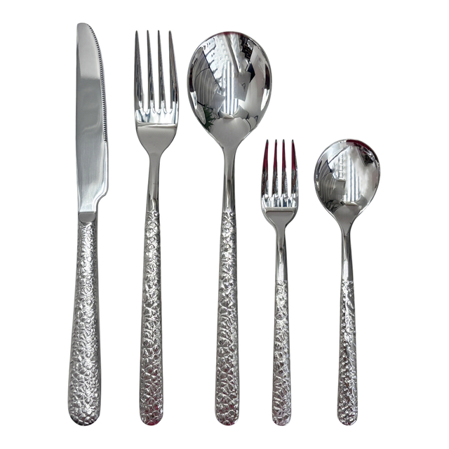 5-Piece Textured Stainless Steel Cutlery Set