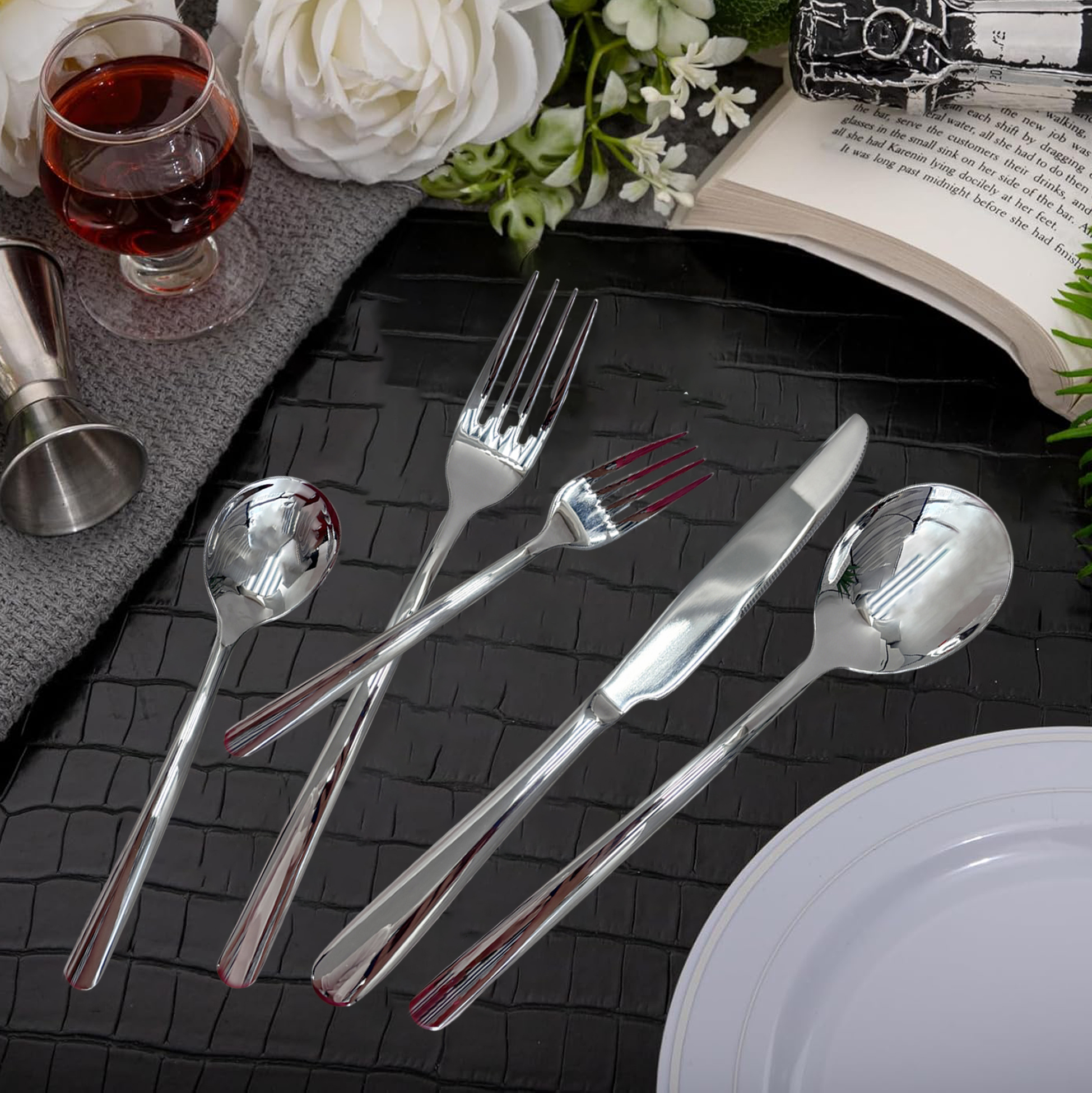 5-Piece Mirror-Polished Stainless Steel Cutlery Set