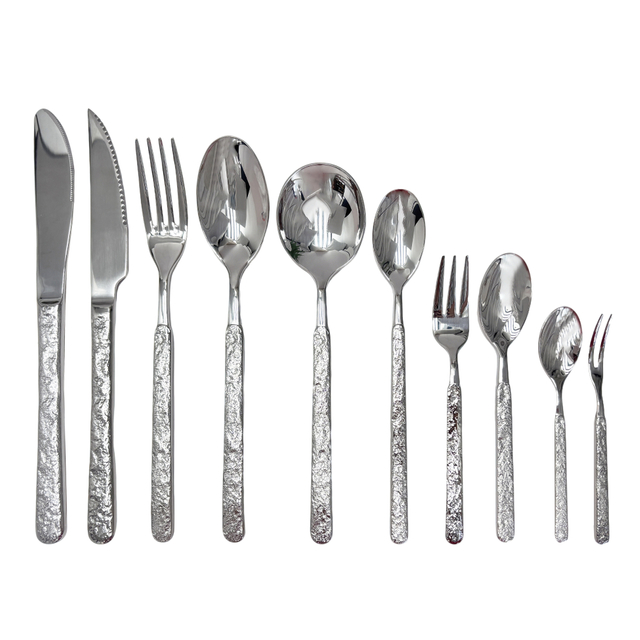 10-Piece Textured Silver Cutlery Set
