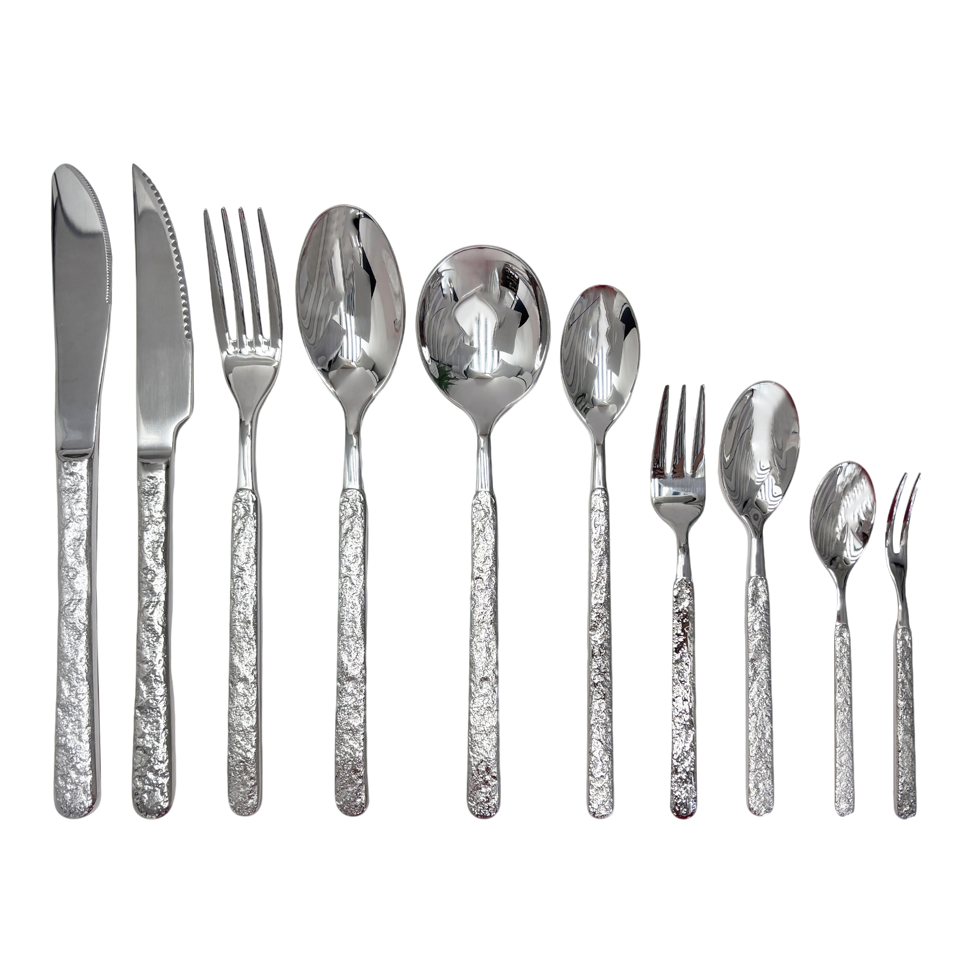 10-Piece Textured Silver Cutlery Set