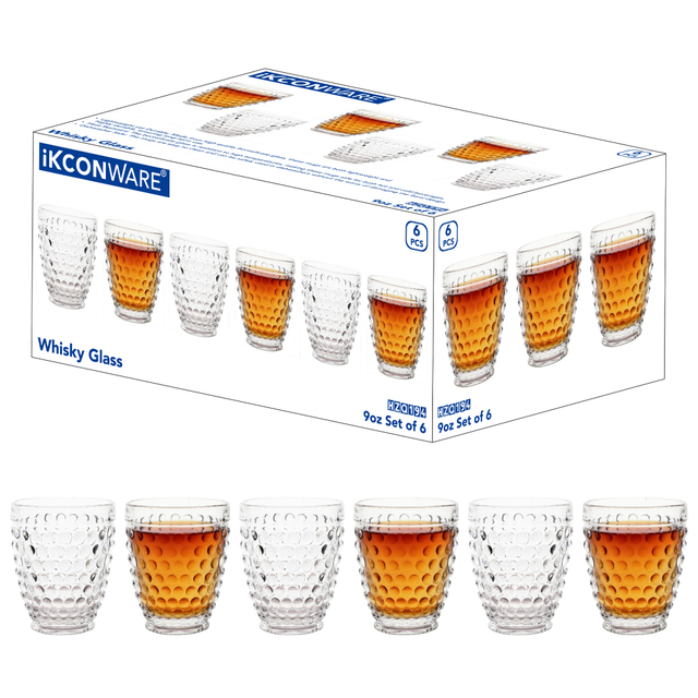 6-Piece Hobnail Pattern Glass Tumbler Set