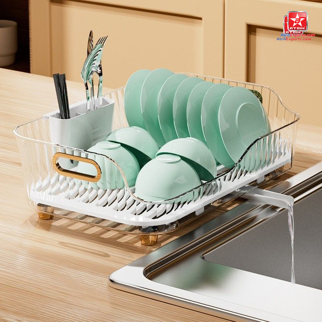 Over The Sink Dish Drying Rack, ISPECLE Large Stainless Steel Dish Rack with Utensil Holder Hooks for Kitchen Counter Non-slip