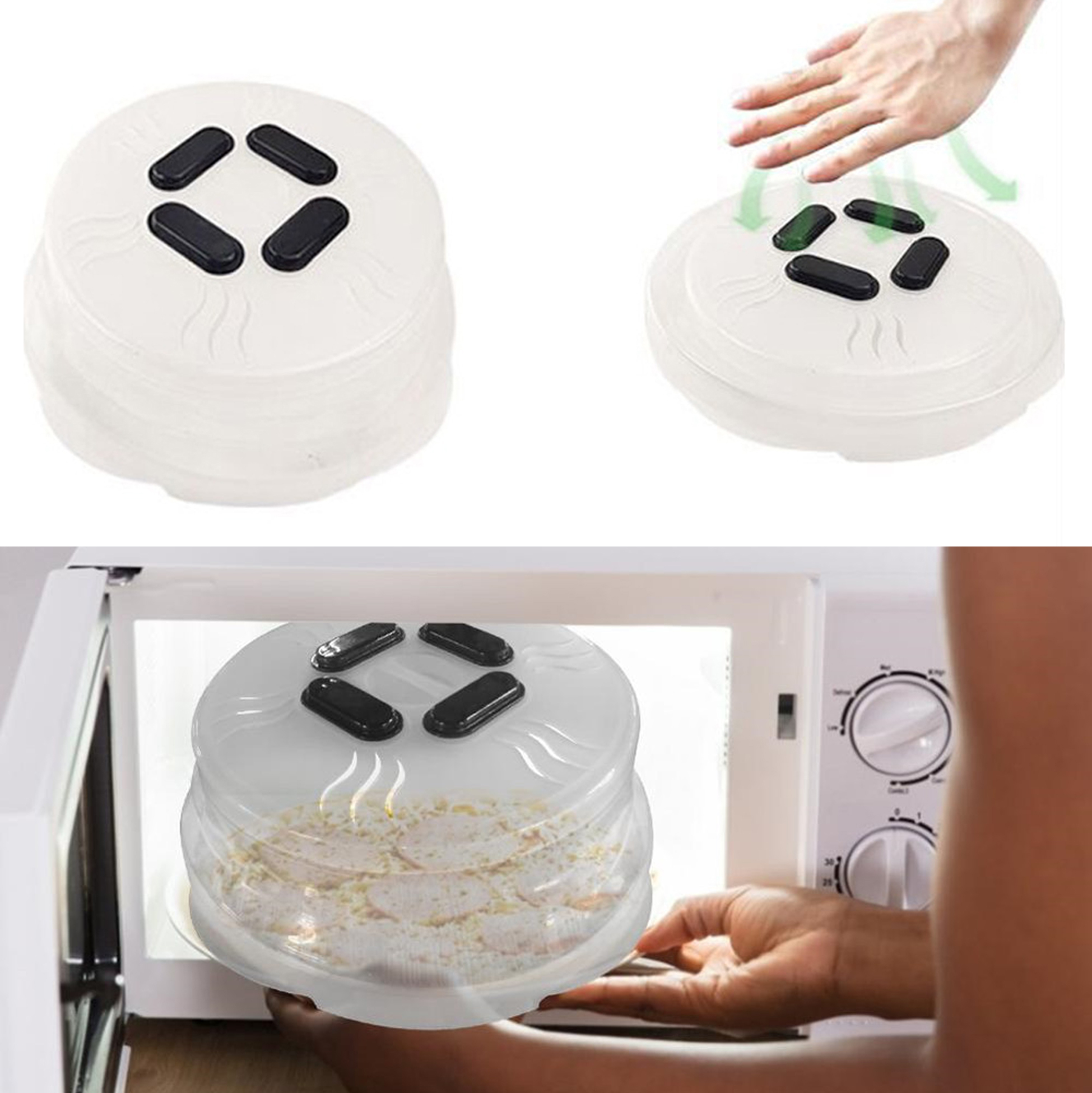 Magnetic Splatter Cover, Vented Plate Guard with Steam Vents, Anti-Splash Microwave Lid