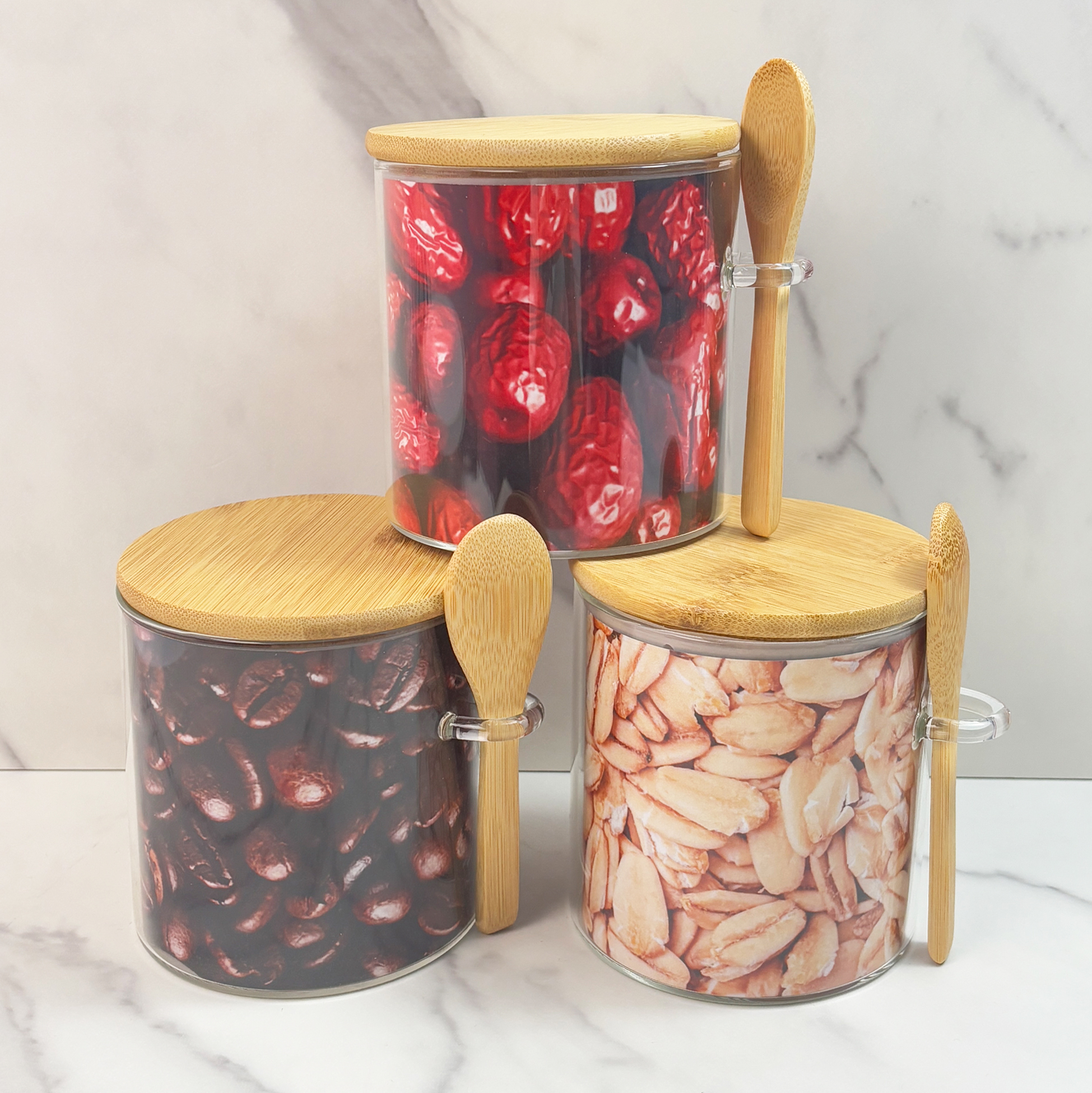 3-piece Glass Kitchen Storage Jar Set