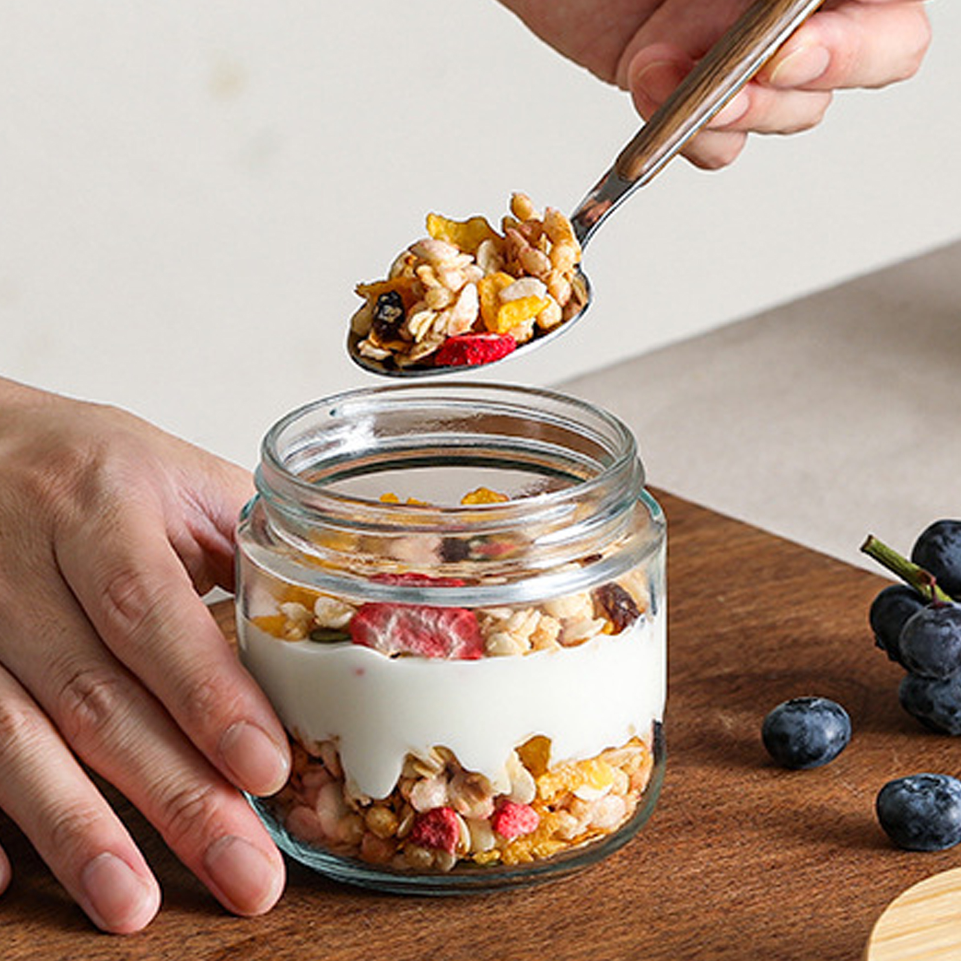 2-piece Glass Storage Jars with Bamboo Lids