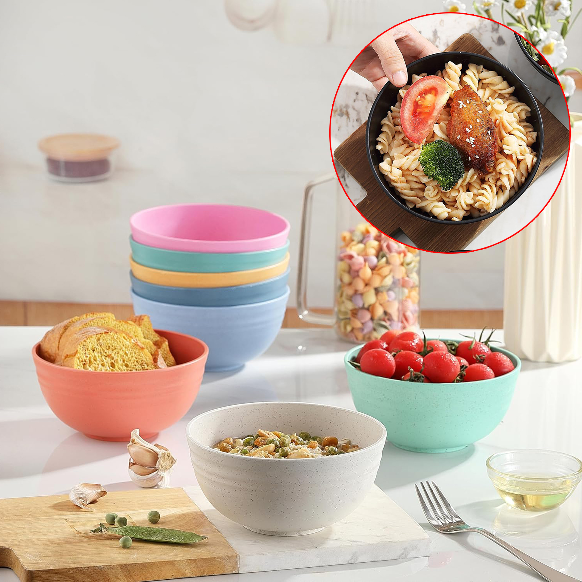 Multi-color Plastic Dining Bowls Vibrant Colored Plastic Meal Bowls