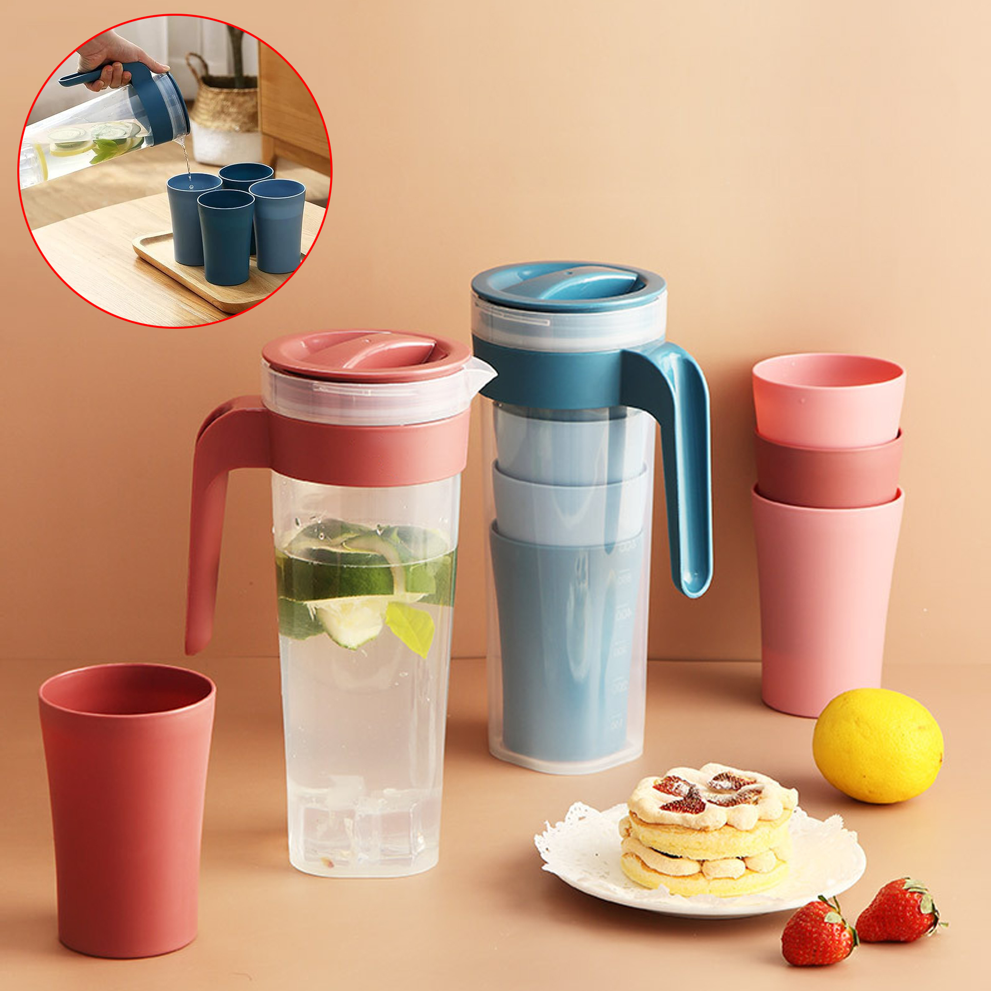 Picnic Water Jug with 4 Cups