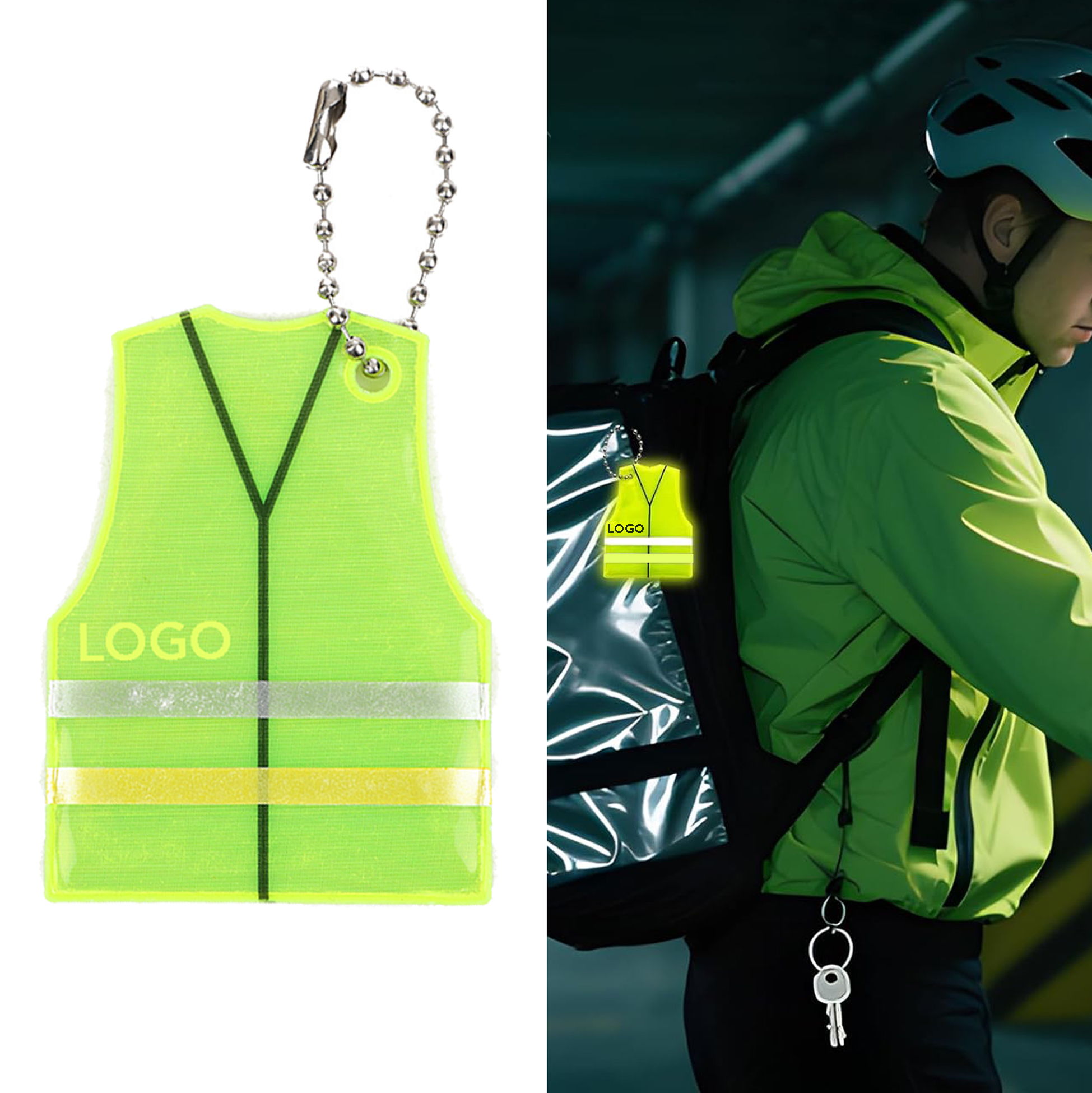 Mini Reflective Safety Vest Keychain Neon Yellow Safety Vest Keyring