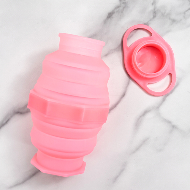 Pink Silicone Collapsible Water Bottle