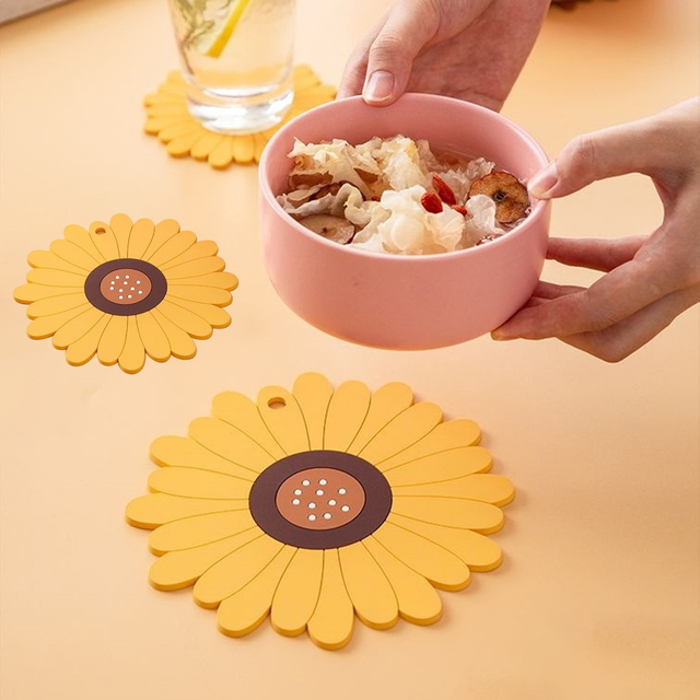 Anti-Hot Trivet Mat,Sunflower Anti-Heat Pan Mat,Antislip Heat Resistant Placemat