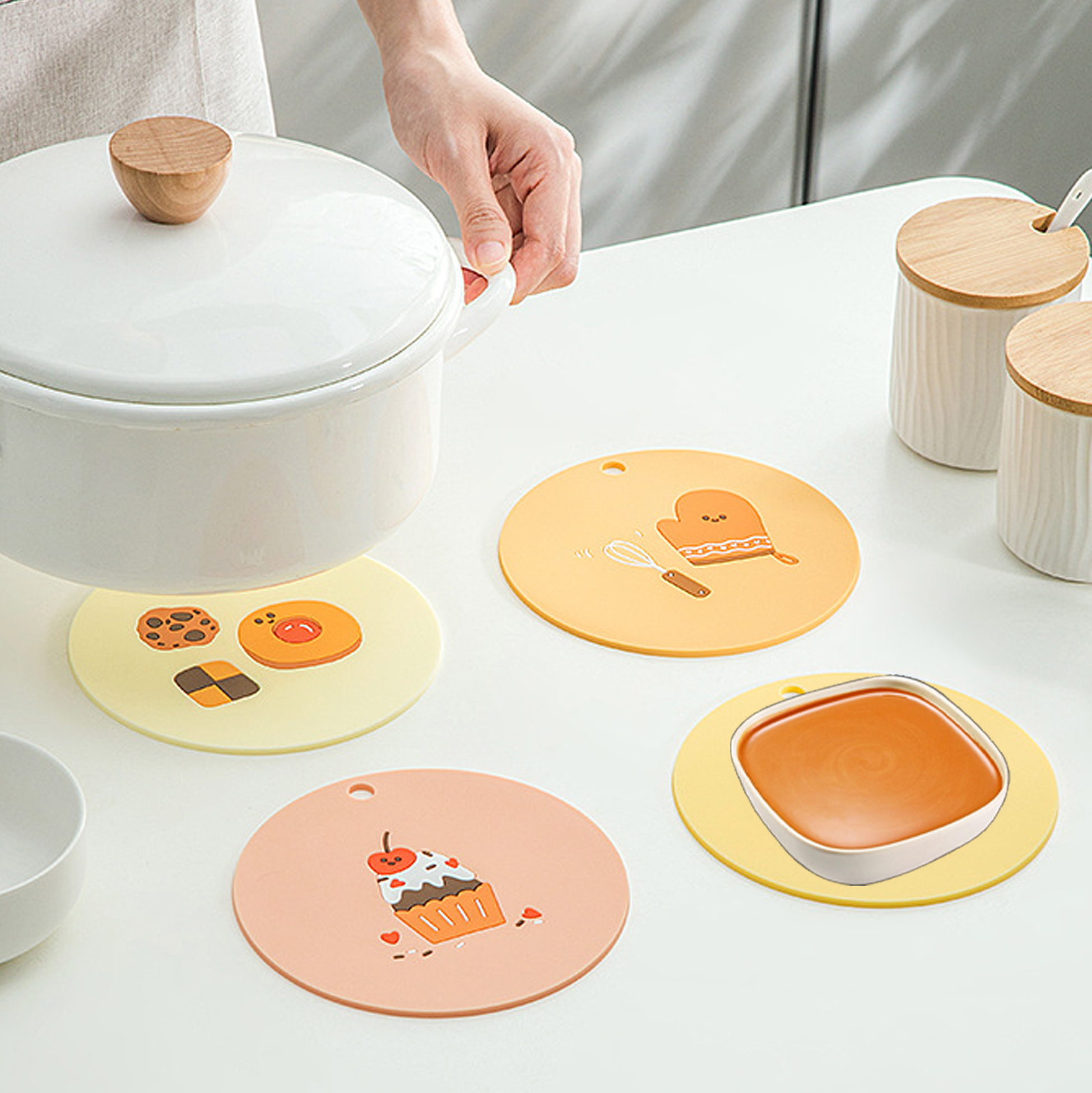 Set of 3 Silicone Insulation Pad Dining Table Mat Anti-Slip Coaster Anti-Slip Coaster Kitchen Accessories