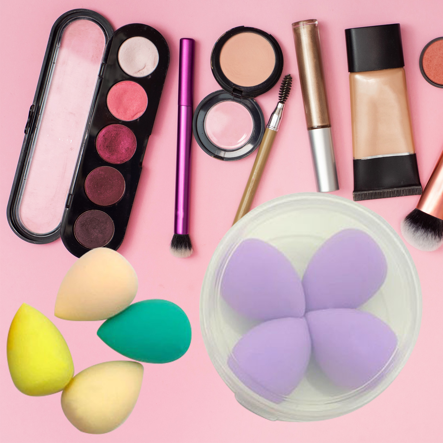4Pcs Mini Flower Shape High Quality Latex Free Cosmetic Puffs Multicolor Make Up Makeup Sponge Set
