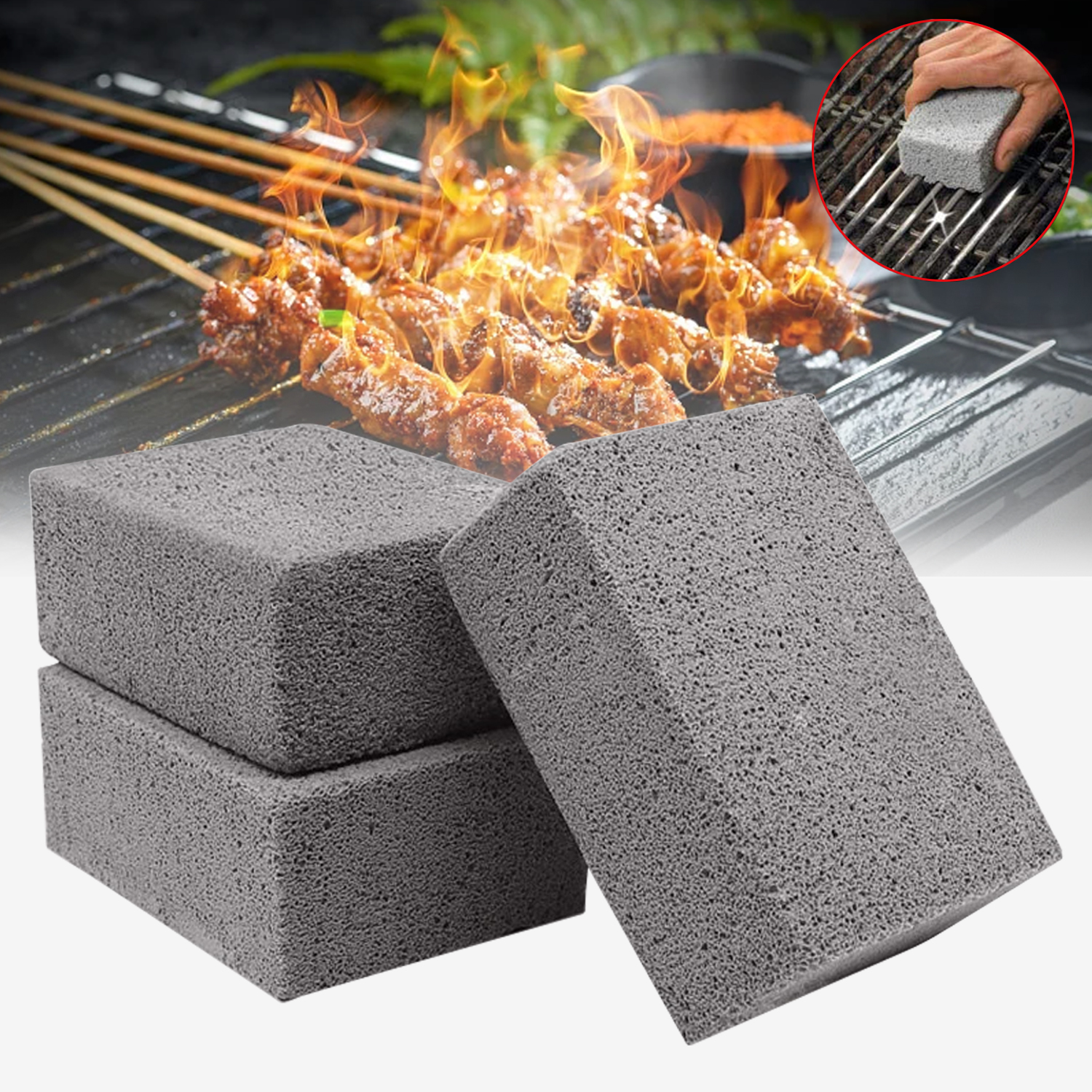 Grill Stone Cleaning Block Brick BBQ Pumice Non Toxic Restaurant Grade Reusable Scratch Smokers Flat Top Grates Cast Iron