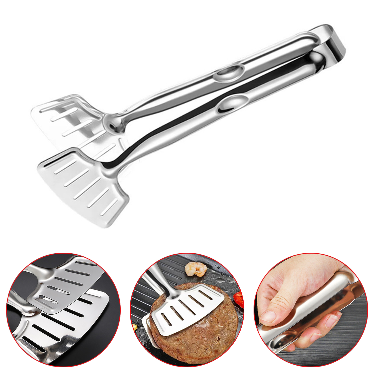 Stainless Steel Roast Fish BBQ Tong Bread Meat Clip Kitchen Cooking Tool Barbecue Grilled Steak Clamp Frying Spatula Fried Shove
