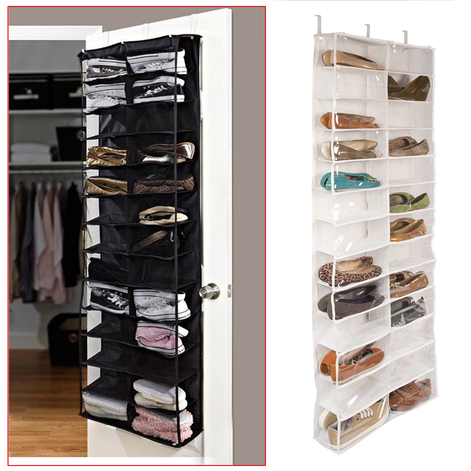 26 Pocket Shoe Hanging Door Shoe Storage Bag Shelf Holder Pocket Shoe Rack Storage Organizer 