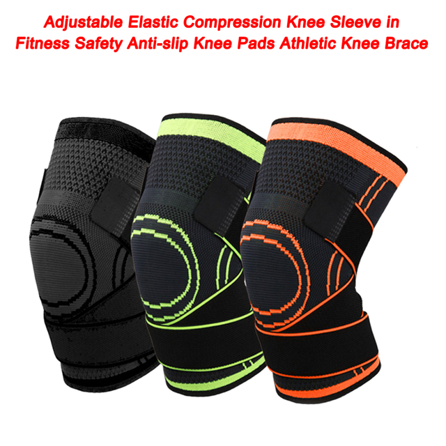 Compression Knee Sleeve Adjustable Elastic Compression Knee Sleeve in Fitness Safety Anti-slip Knee Pads Athletic Knee Brace