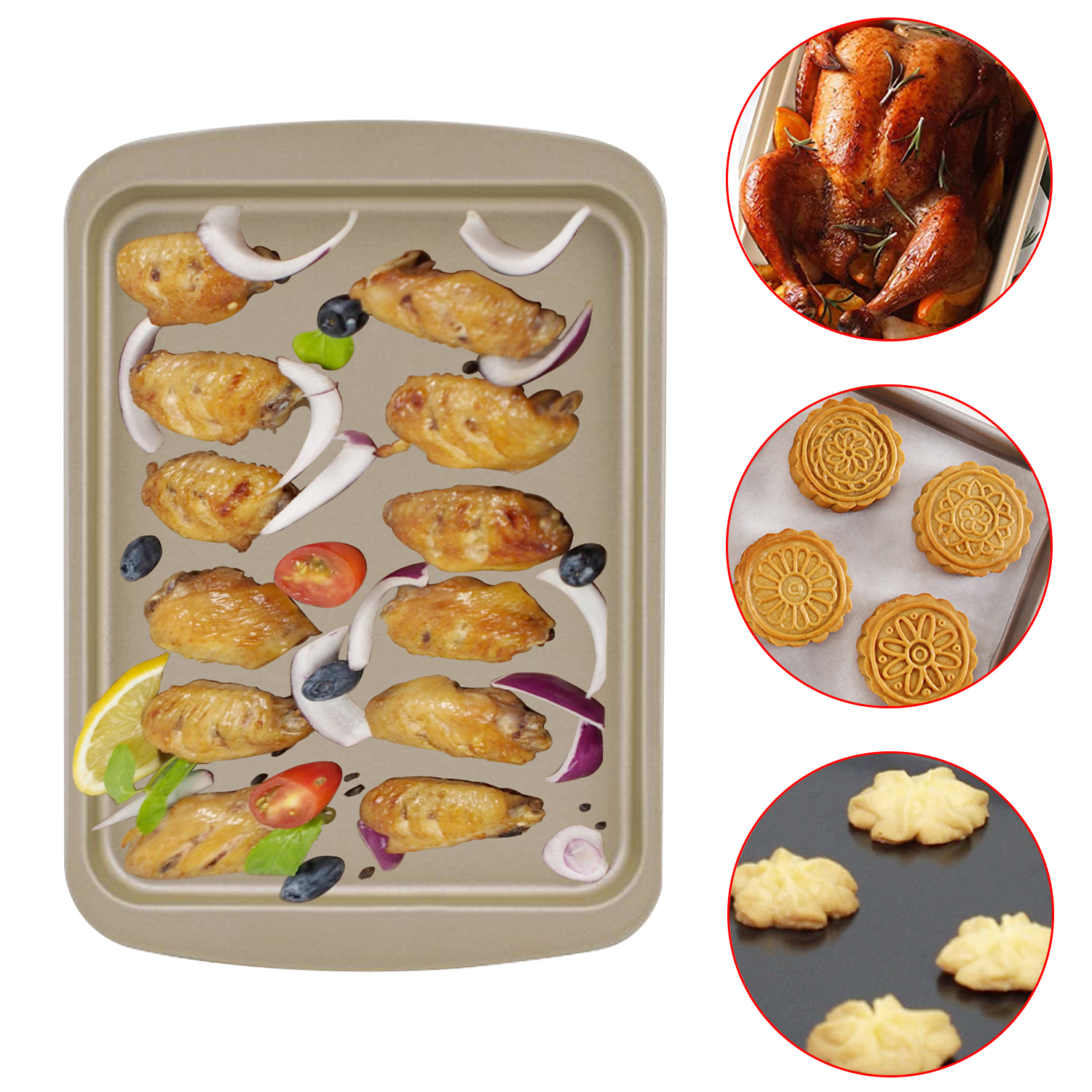 Non-Stick Baking Pan Carbon Steel Baking Sheet Oven Tray for Biscuit Pie Pizza Roast Muffin Bread Bakeware