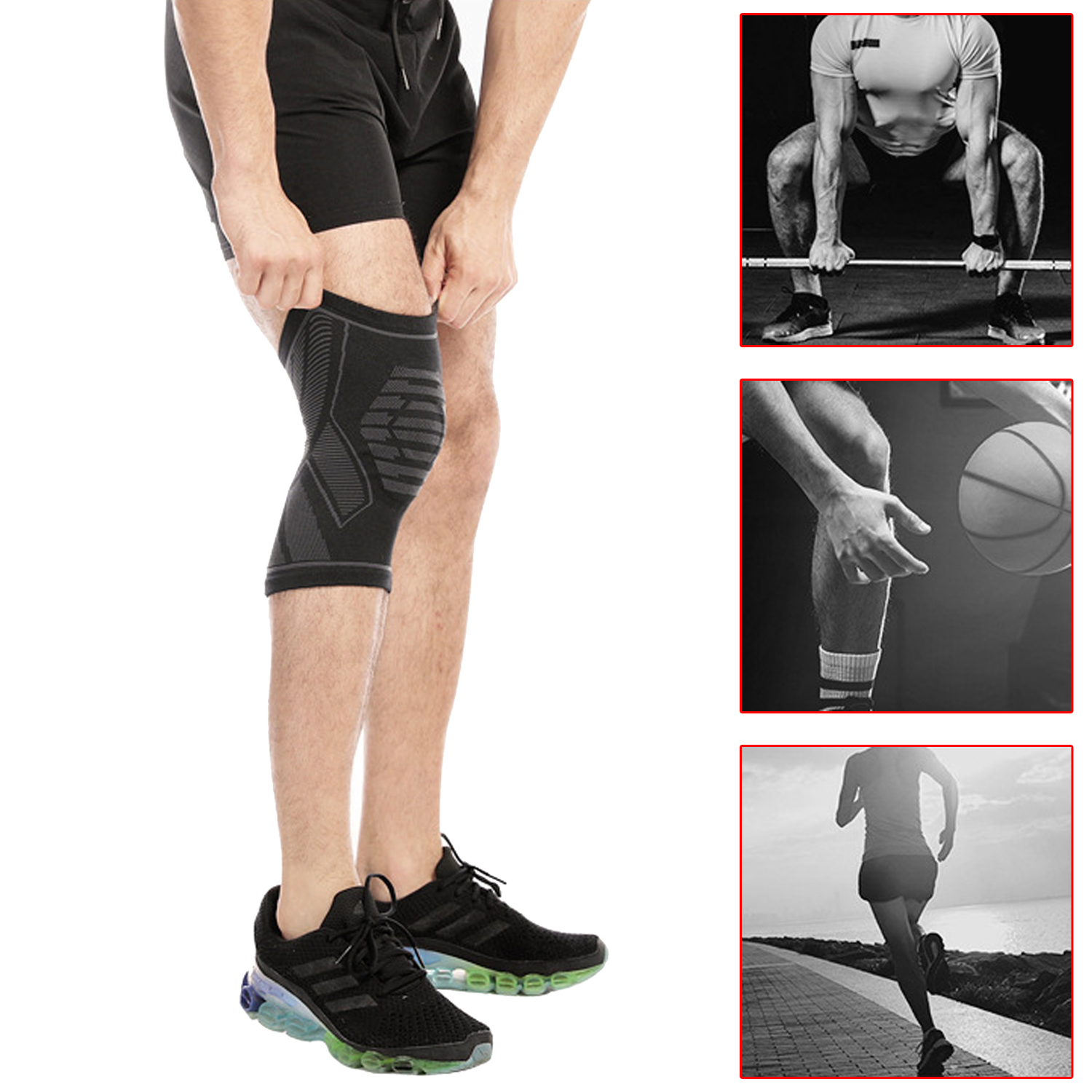 Running Fitness Elastic Knee Sleeves Knee Pad Knitted Knee Pads Warm Basketball Sports Men's Professional Knee Sheath Breathable Thin Knee Pad