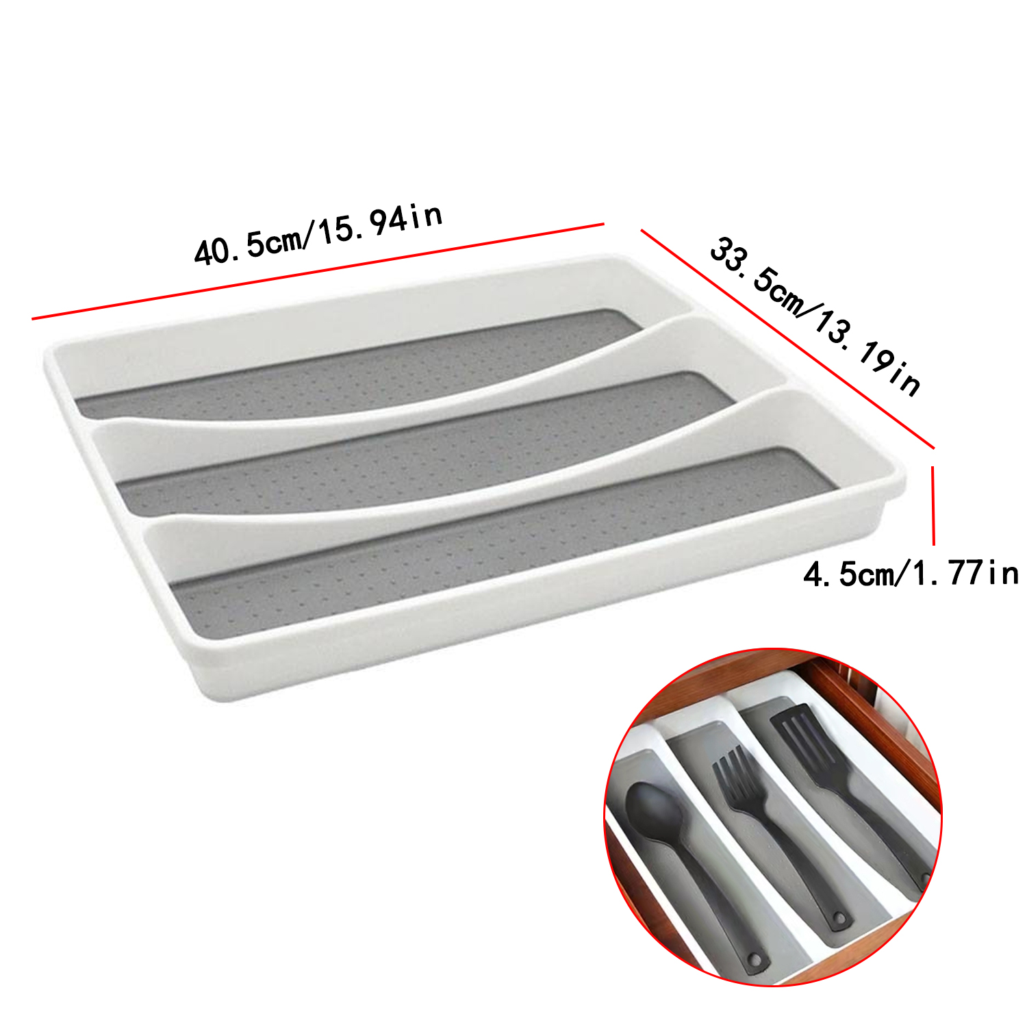 3 Compartment Kitchen MultiPurpose Storage Silverware Drawer Organizer ...