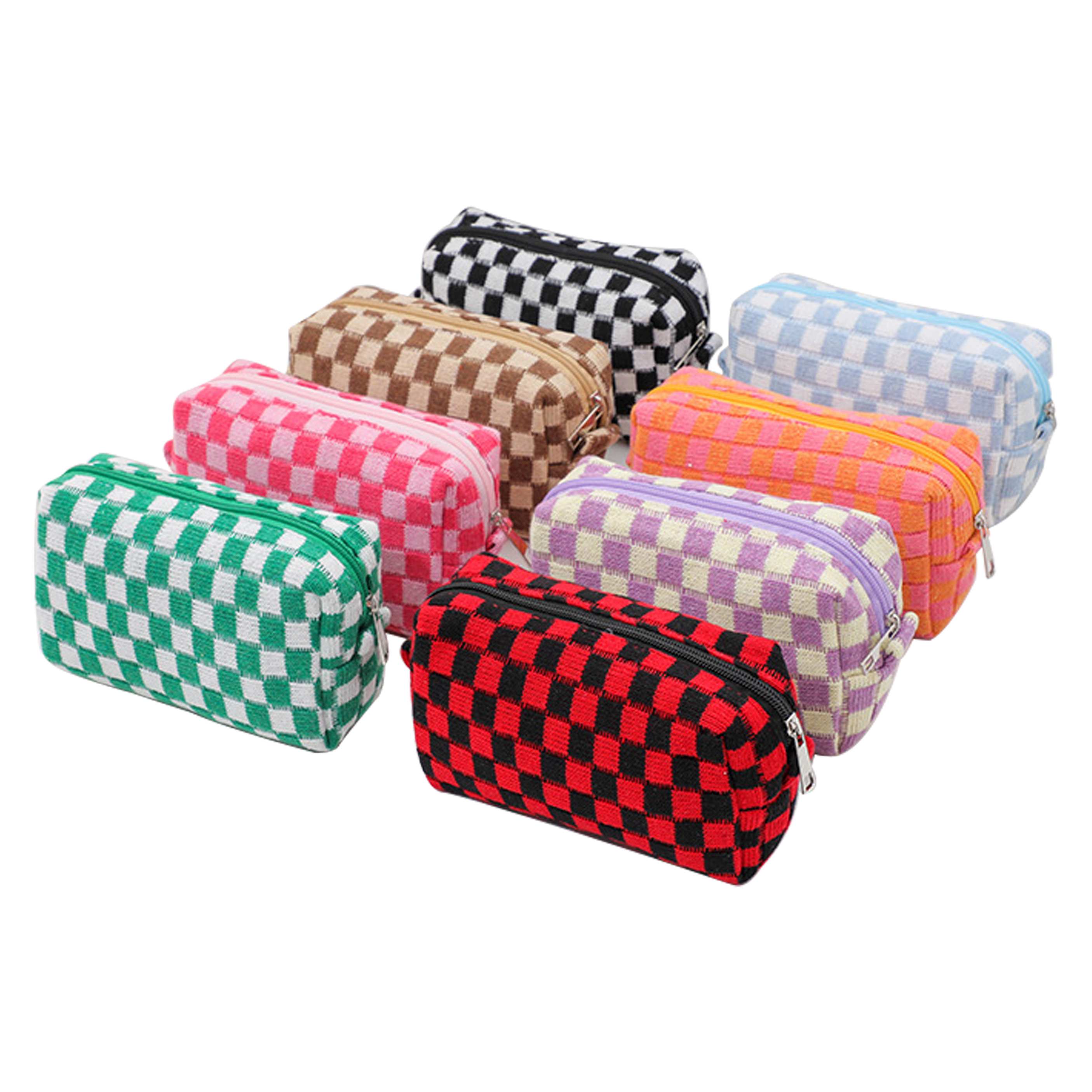 Checkered Makeup Bag for Purse