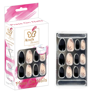 24-Piece Glue-On Fake Nails Set with Elegant Gift Box