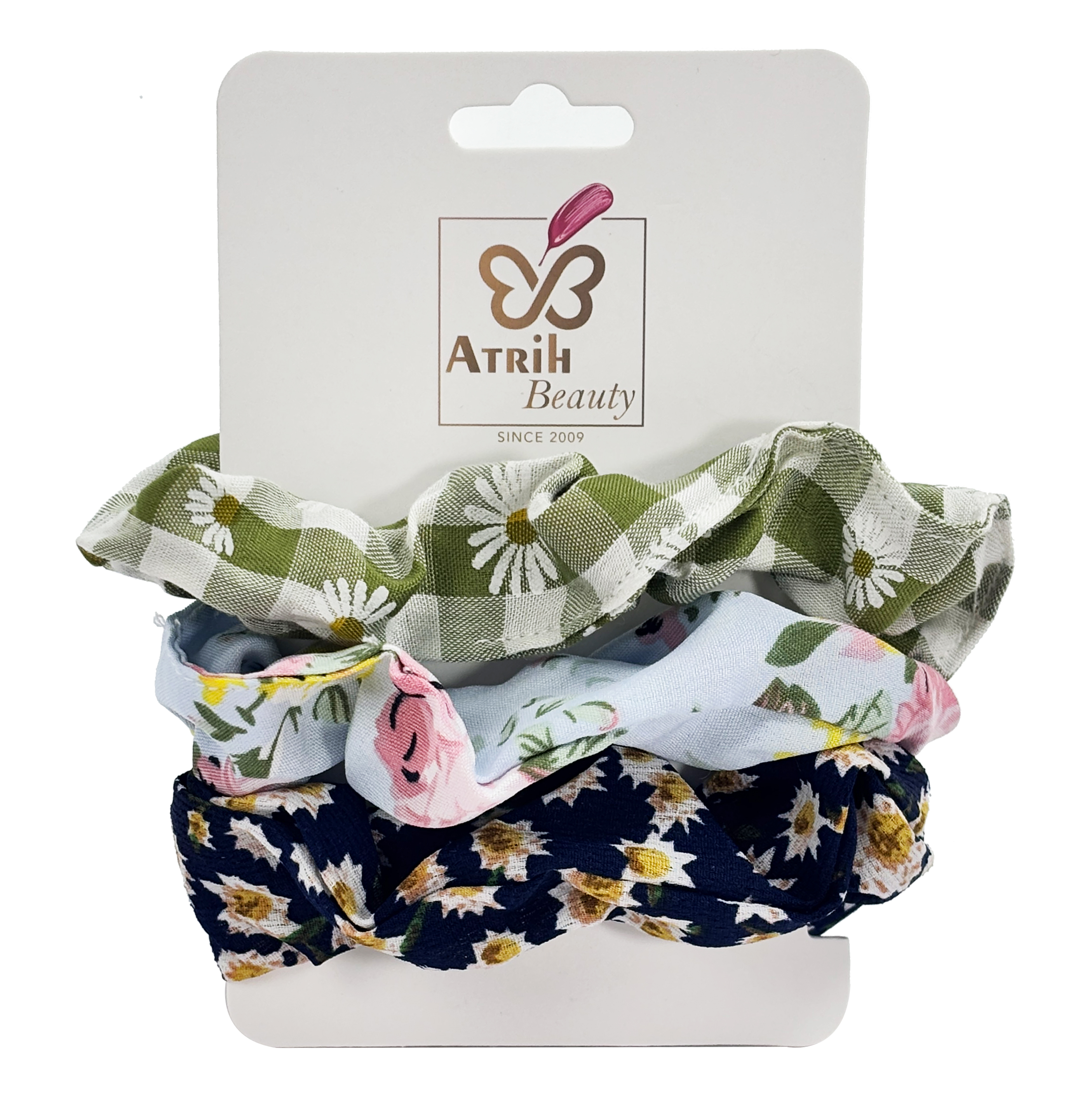 3-Piece Printed Fabric Hairbands Set with Creative Card Packaging