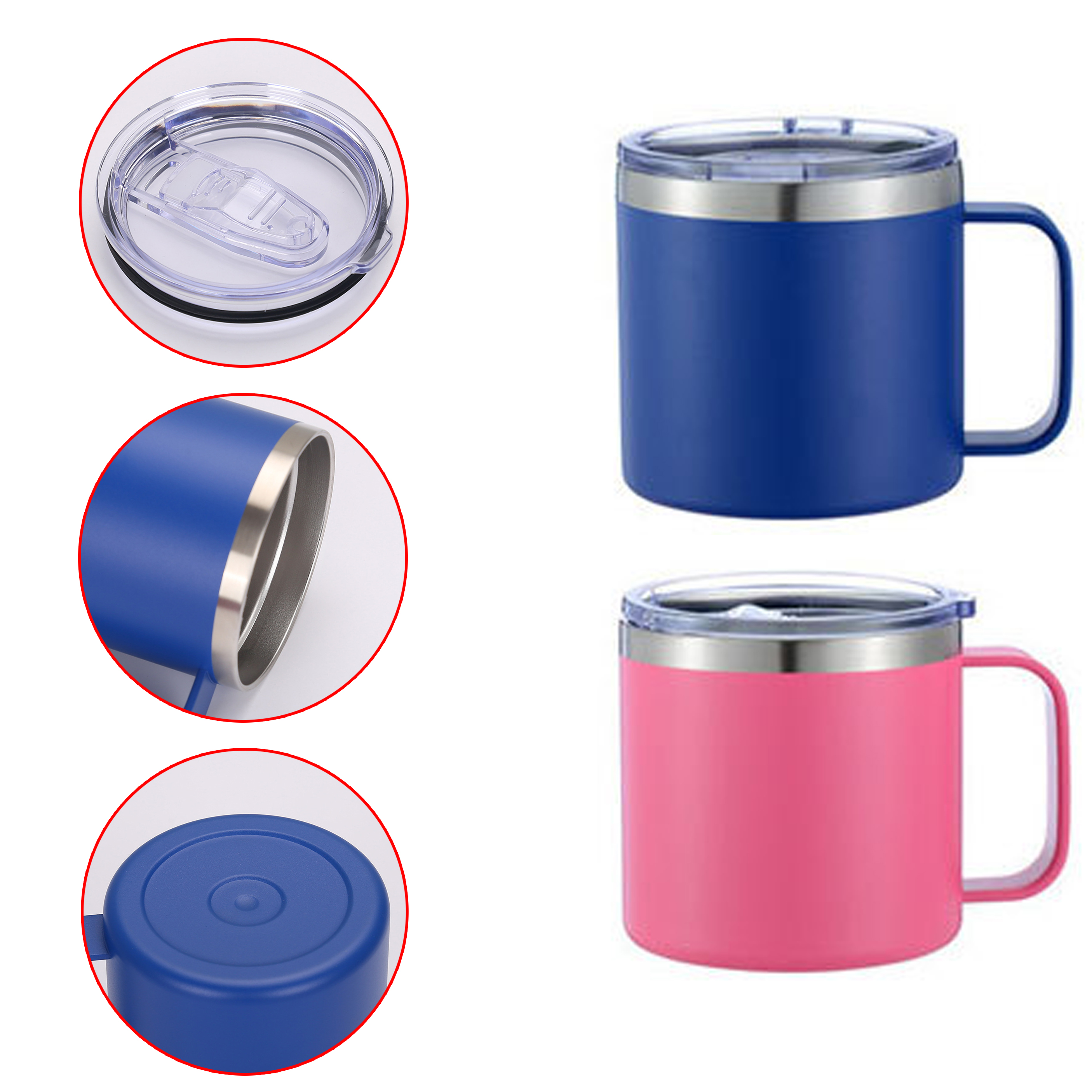 Stainless Steel Coffee Mug with Handle And Lid