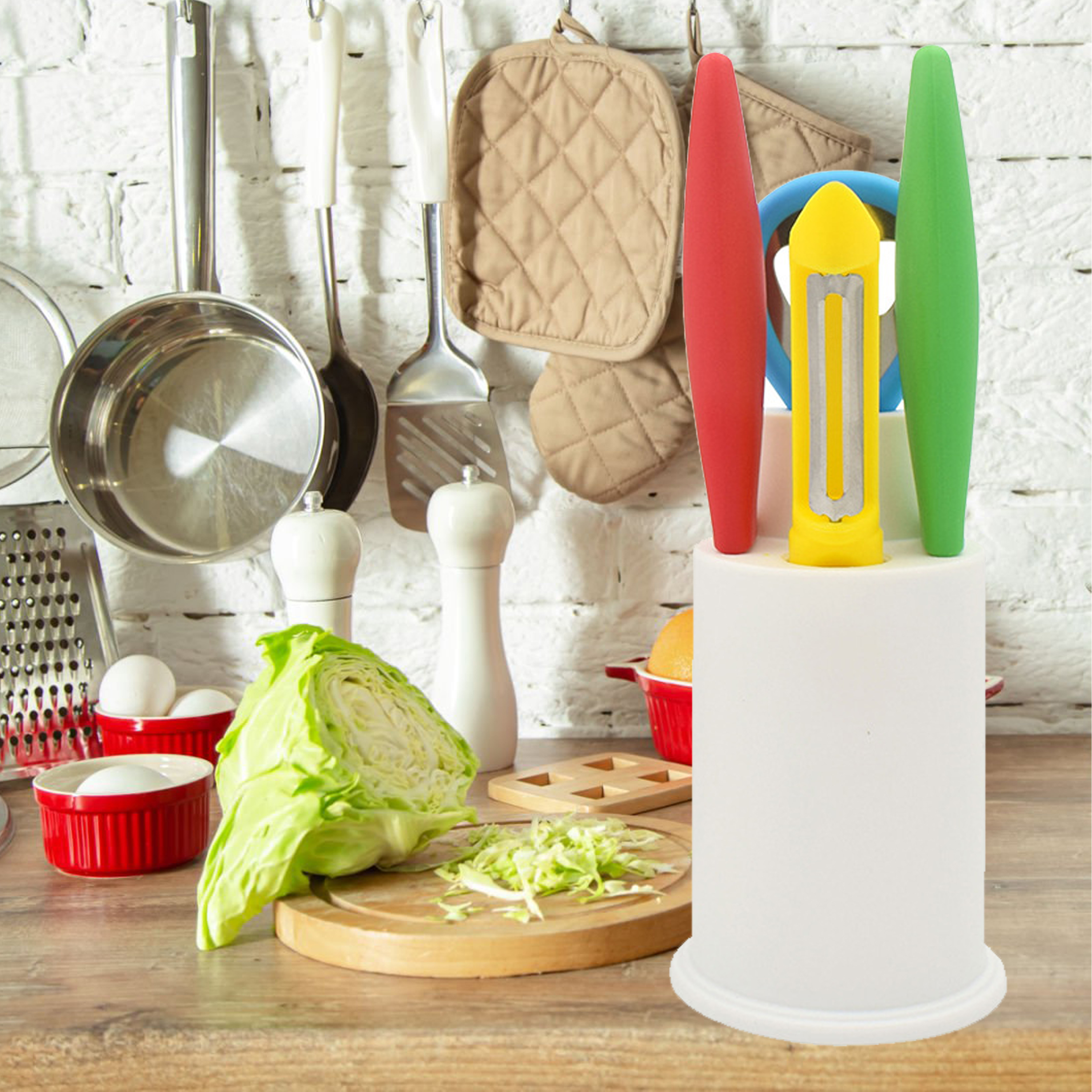 5-Piece Kitchen Tool Set With Storage Base