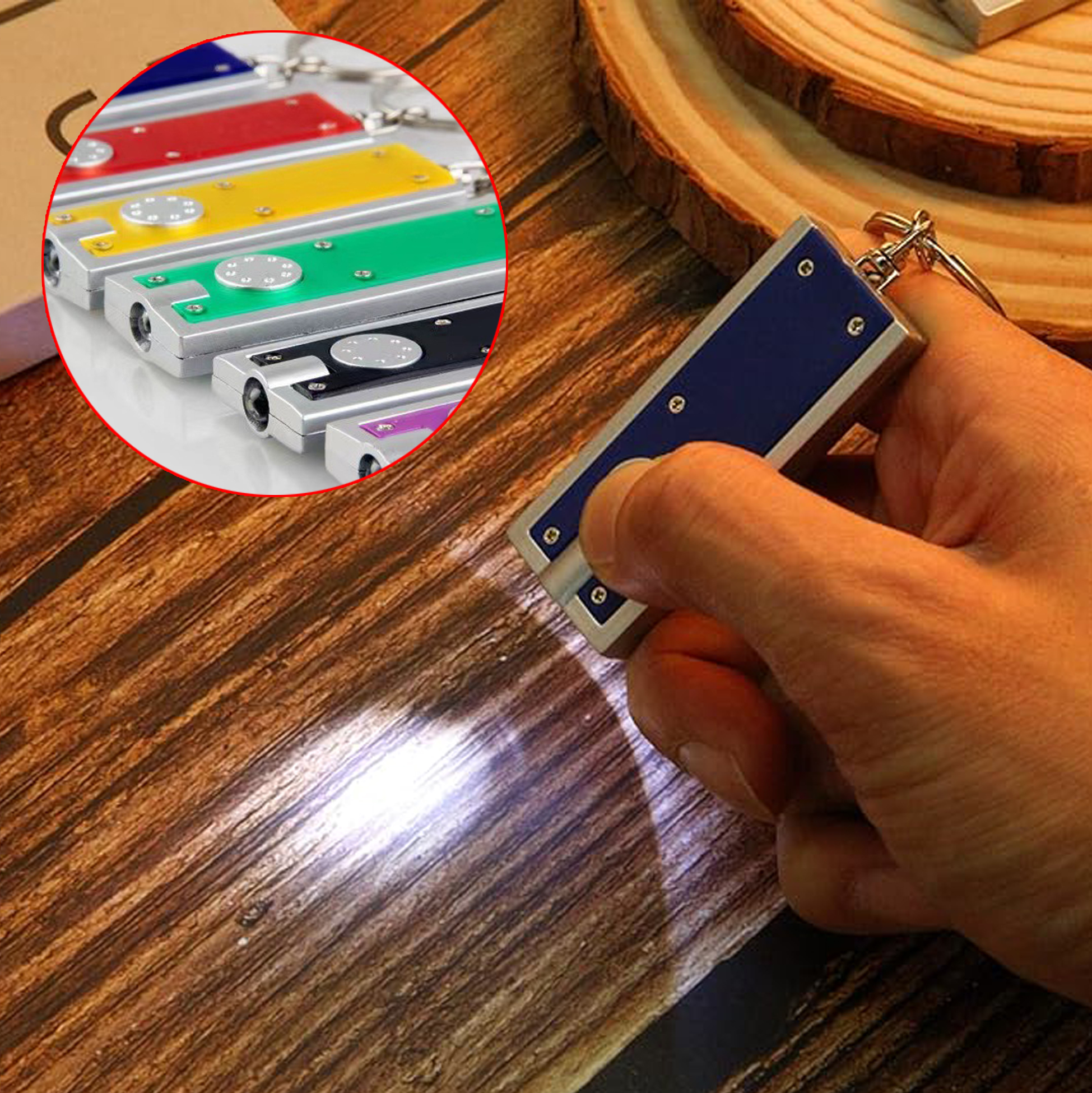 Rectangular Keychain Flashlight Multi-color Keyring Light