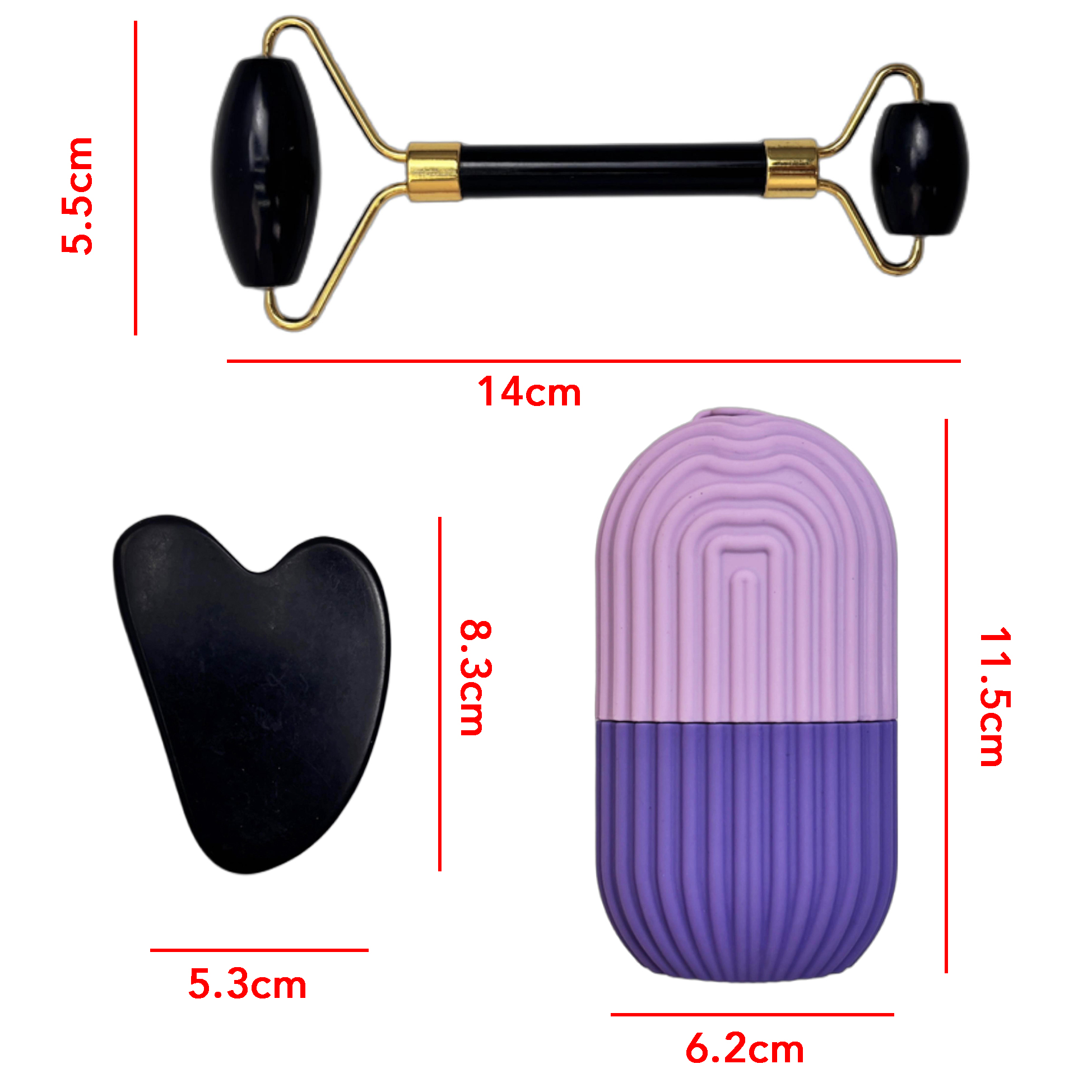 Set of 3 Facial Ice Massage Tools with Guasha