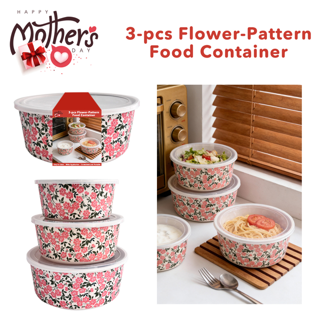 Mother's Day 3-pcs Flower-pattern Food Container