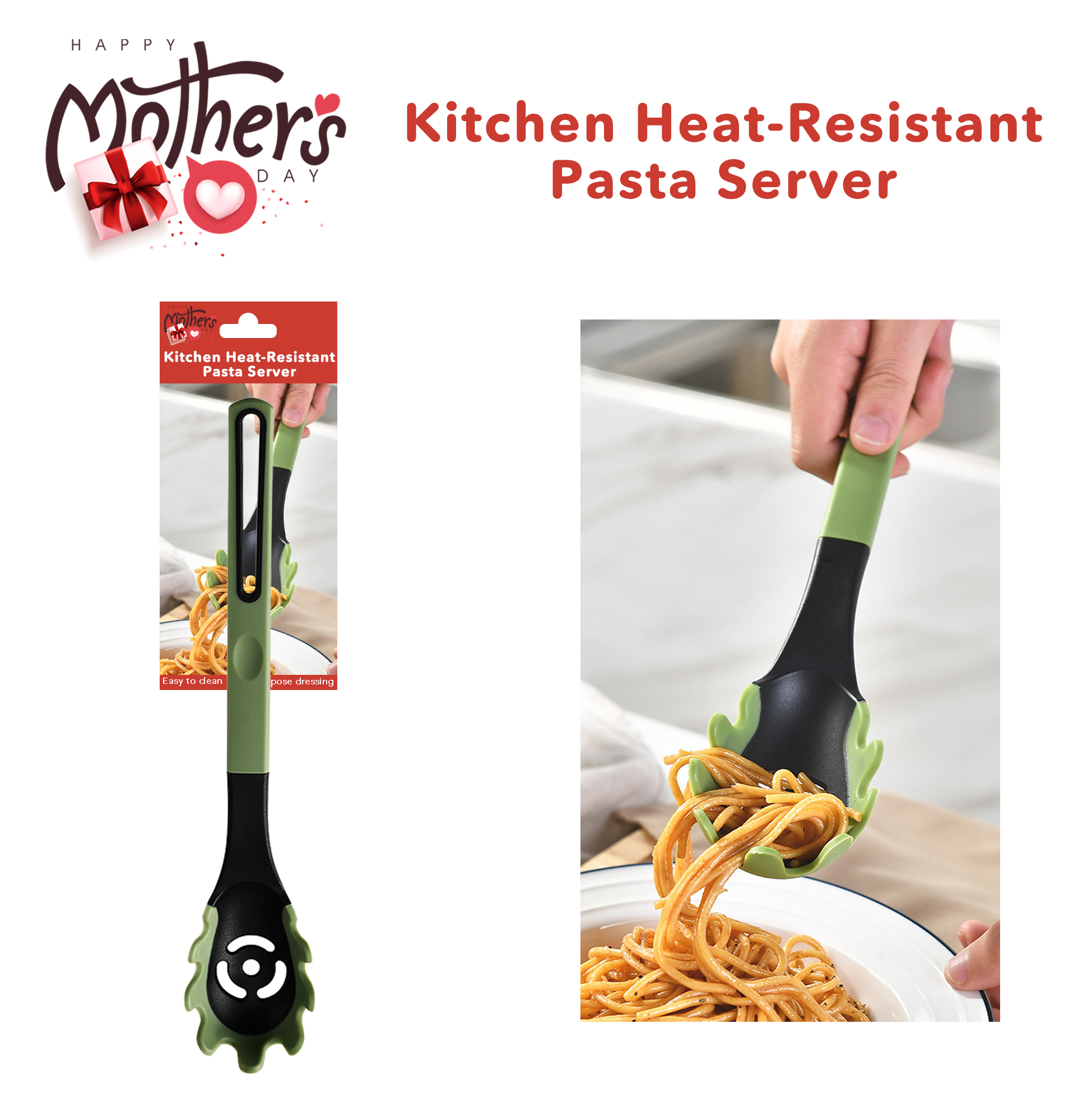 Heat-resistant Kitchen Pasta Server Non-stick Silicone Pasta Server