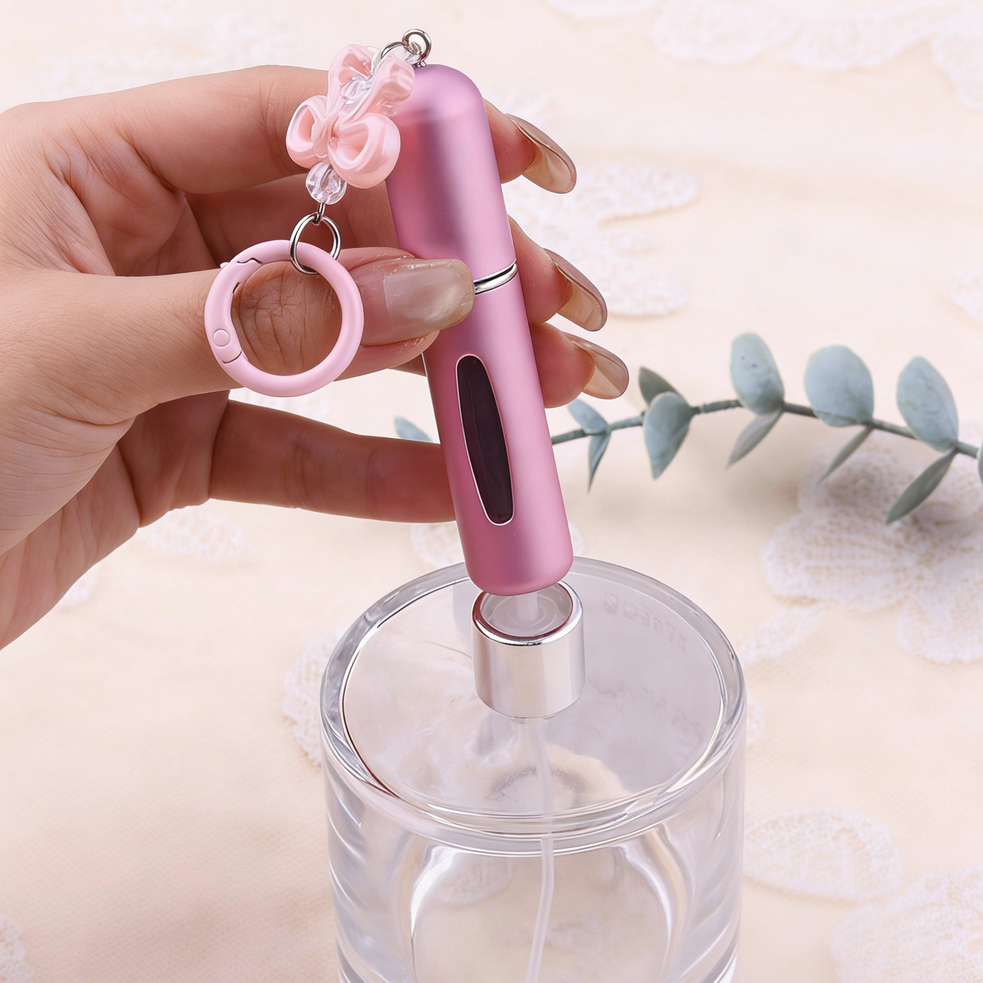 Bow Charm Perfume Atomizer Keychain