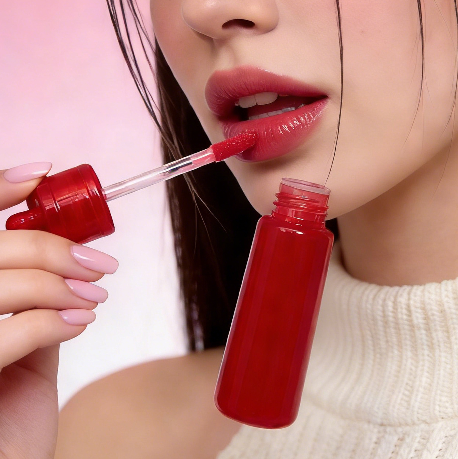 Cherry Charm Lip Gloss Keychain Portable Refillable Lip Gloss Dispenser