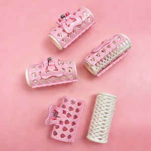 Set of 4 Heart-cutout Pink Hair Rollers Spring-clip Hair Curlers