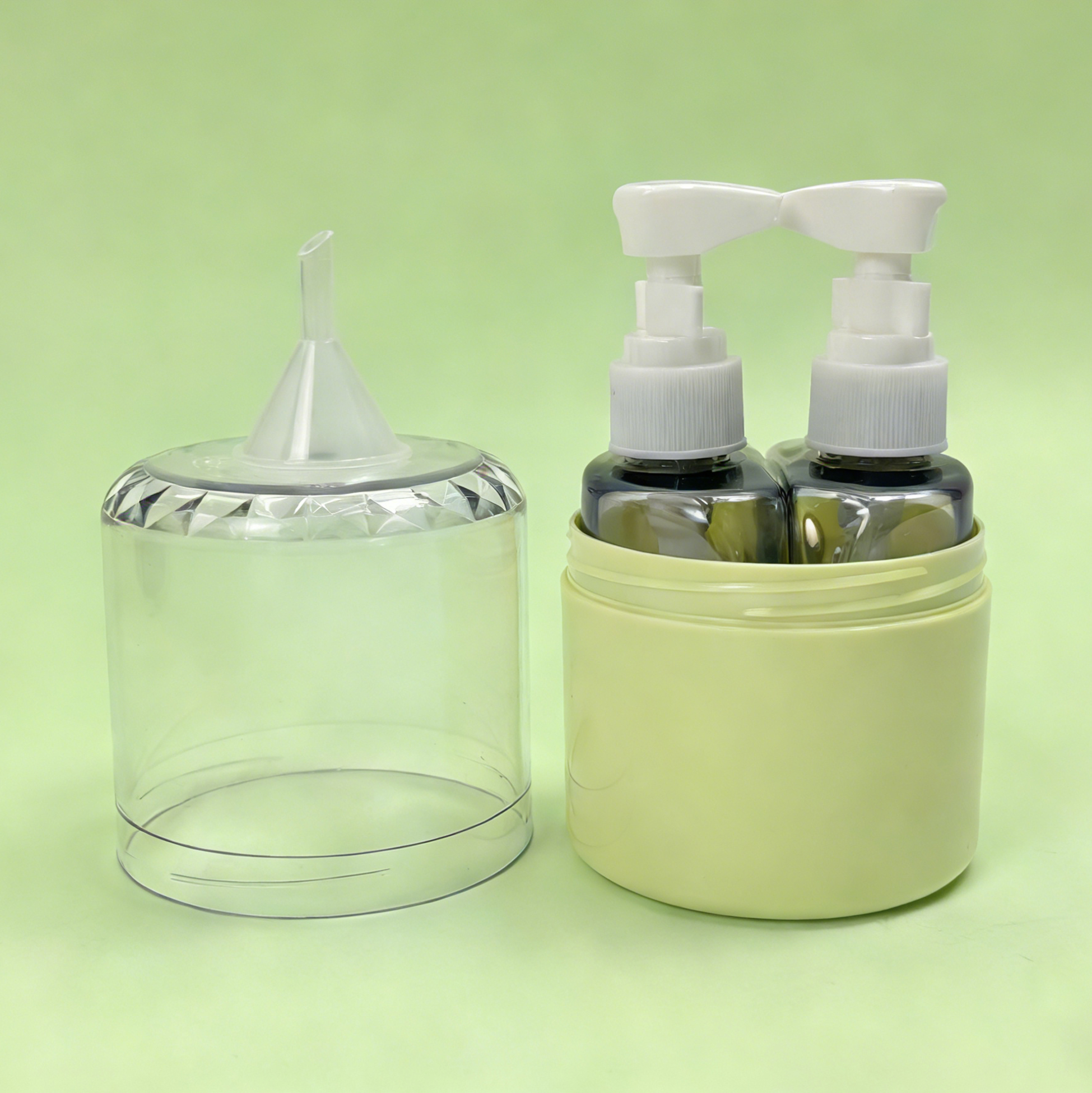 2-in-1 Travel Pump Bottle Set Funnel-included Toiletry Bottle Kit